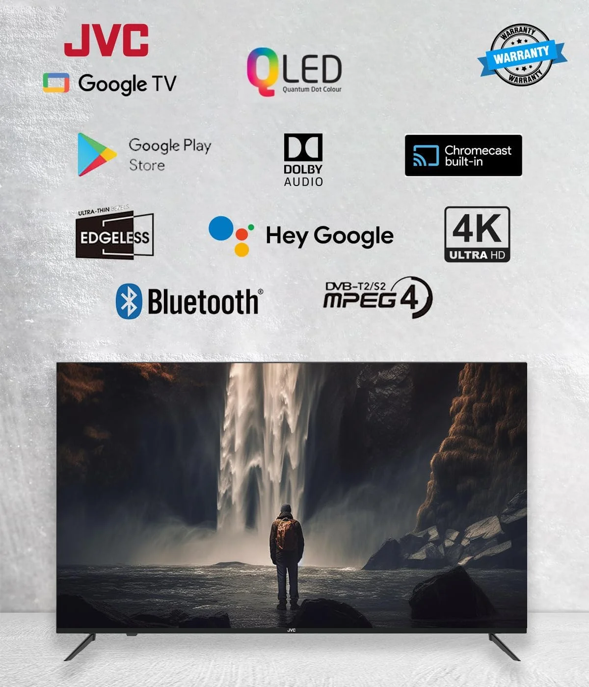 تلویزیون 85 اینچ بدون حاشیه 4K UHD QLED گوگل JVC با ریموت صوتی، بلوتوث، کروم کست داخلی و Dolby Audio - مدل 2024 LT-85NQ7145 تلویزیون 85 اینچ بدون حاشیه 4K UHD QLED گوگل JVC با ریموت صوتی، بلوتوث، کروم کست داخلی و Dolby Audio - مدل 2024 LT-85NQ7145