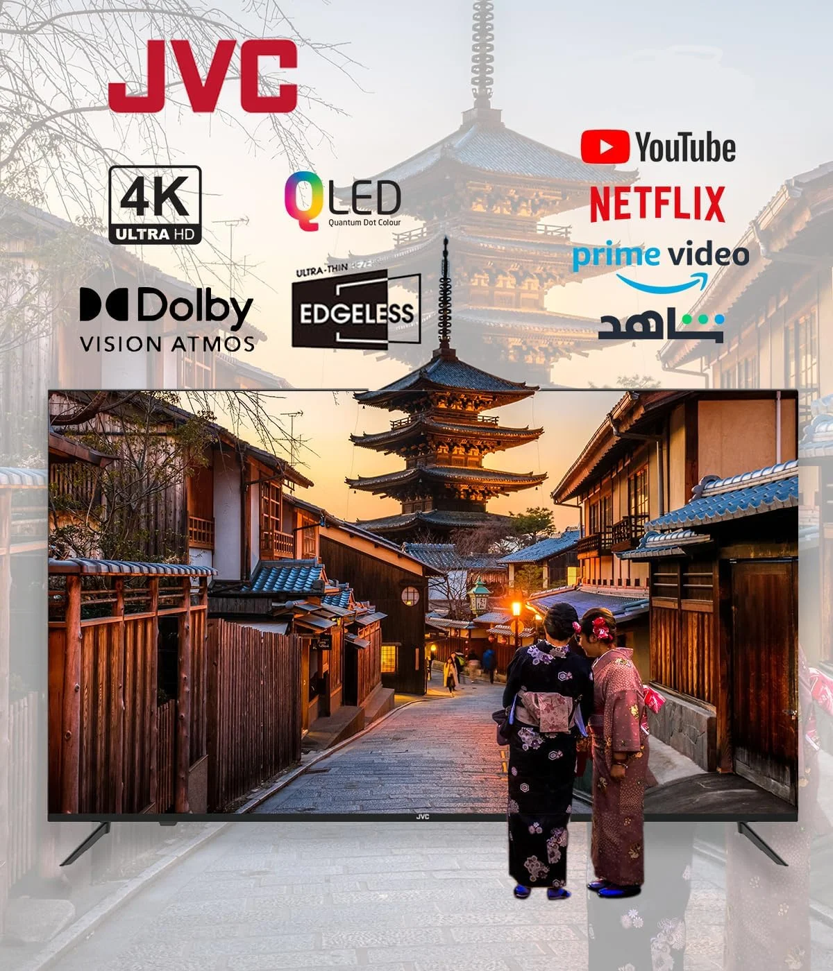 تلویزیون 85 اینچ بدون حاشیه 4K UHD QLED گوگل JVC با ریموت صوتی، بلوتوث، کروم کست داخلی و Dolby Audio - مدل 2024 LT-85NQ7145 تلویزیون 85 اینچ بدون حاشیه 4K UHD QLED گوگل JVC با ریموت صوتی، بلوتوث، کروم کست داخلی و Dolby Audio - مدل 2024 LT-85NQ7145