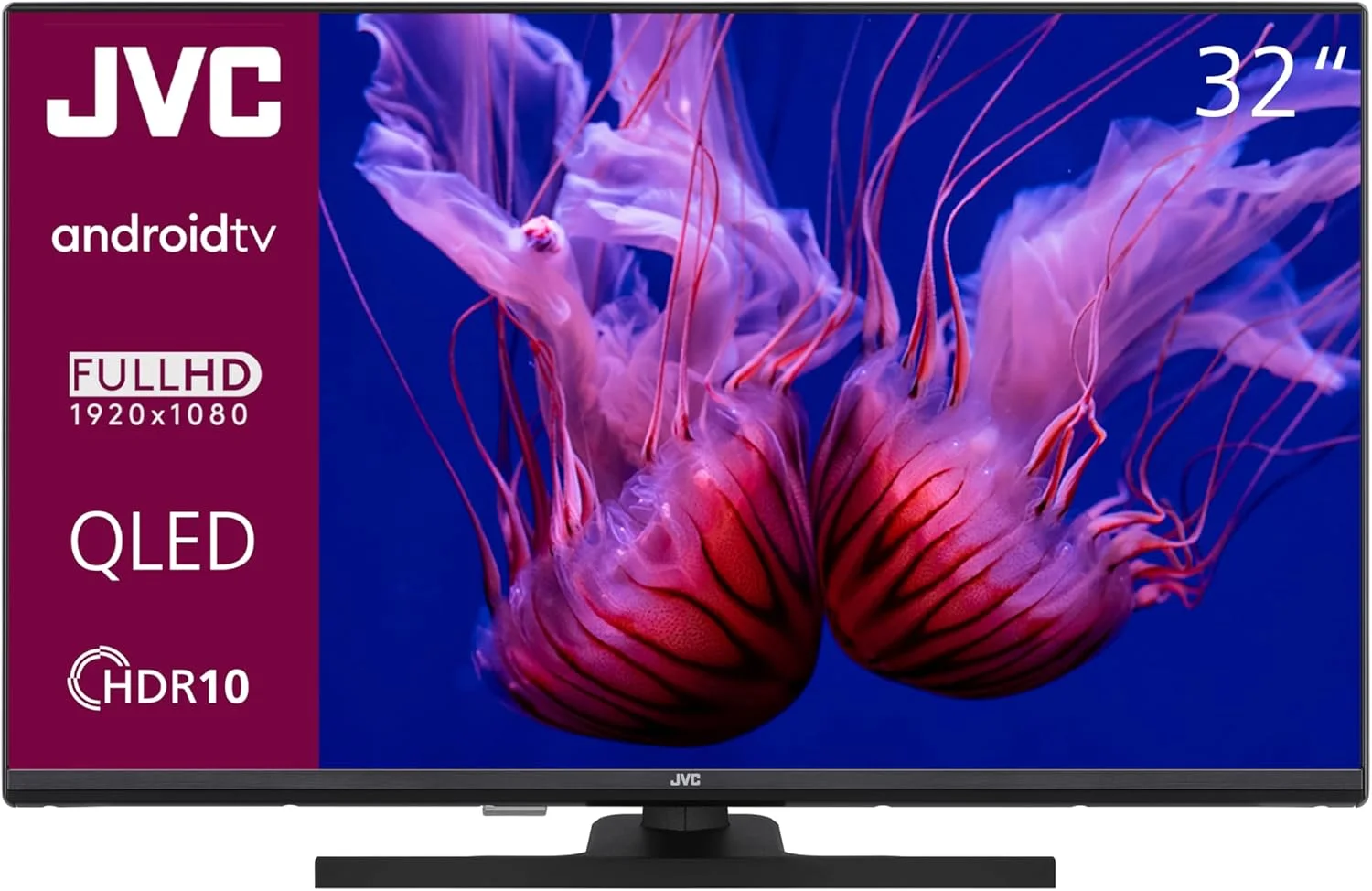 تلویزیون هوشمند 32 اینچ JVC QLED Full HD Android (HDR، تیونر سه گانه، بلوتوث) LT-32VQF545A [کلاس انرژی E] (LT-32VQF545A)