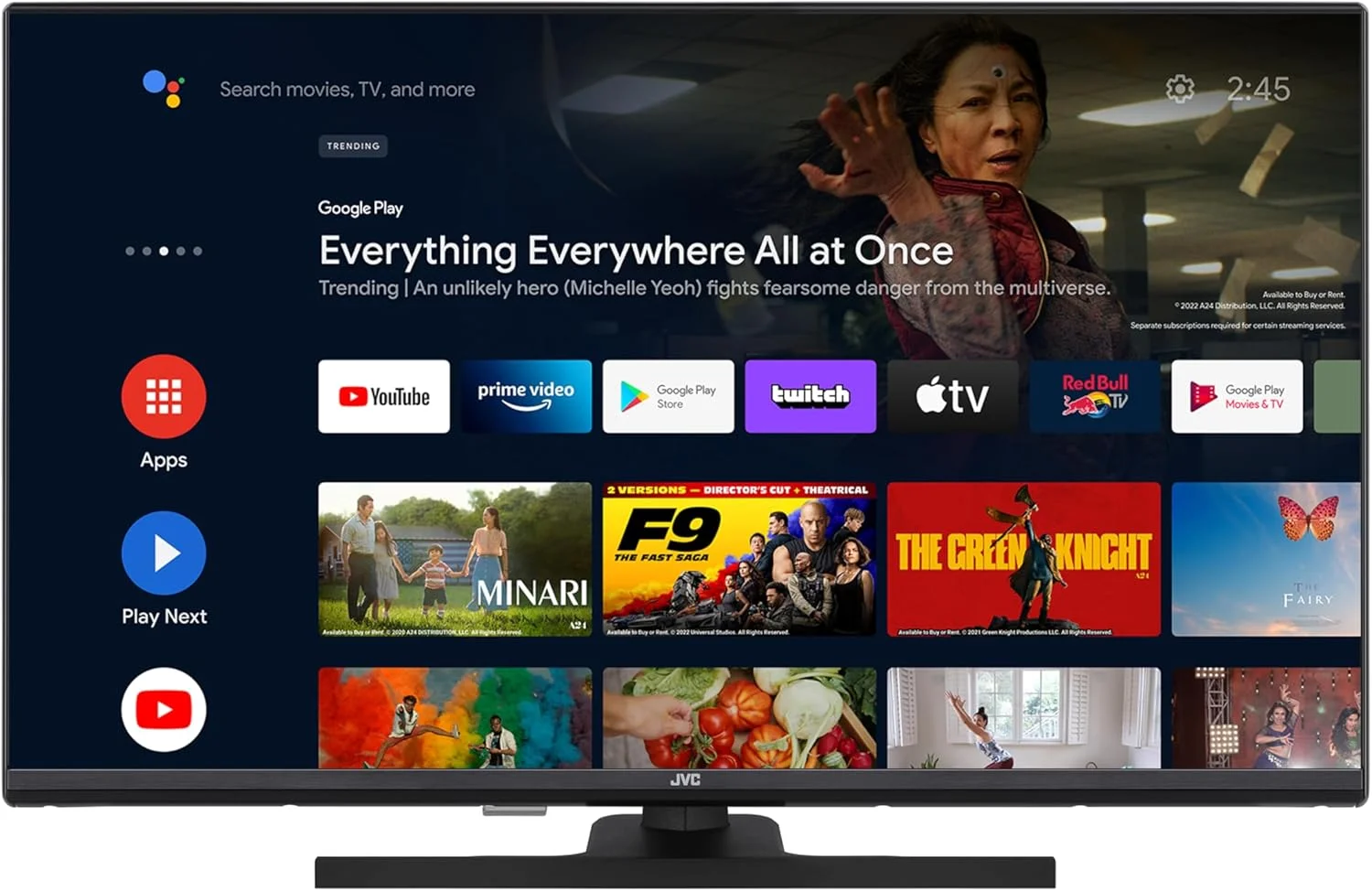 تلویزیون هوشمند 32 اینچ JVC QLED Full HD Android (HDR، تیونر سه گانه، بلوتوث) LT-32VQF545A [کلاس انرژی E] (LT-32VQF545A)