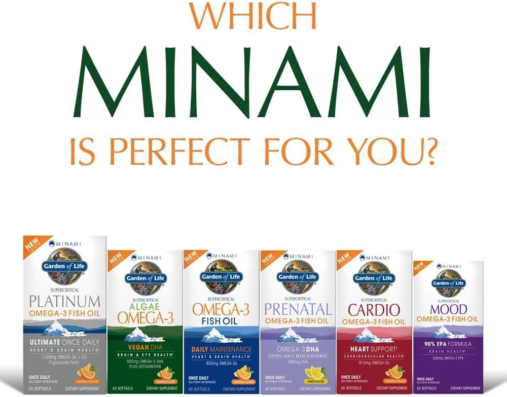 روغن جلبک امگا 3 گیاهی مینامی Garden of Life برای سلامت مغز و چشم - طعم پرتقال، 500 میلی گرم DHA گیاهی بر پایه روغن جلبک امگا 3 به همراه آستاگزانتین، بدون طعم پس از مصرف، 60 سافت ژل کوچک با بلع آسان