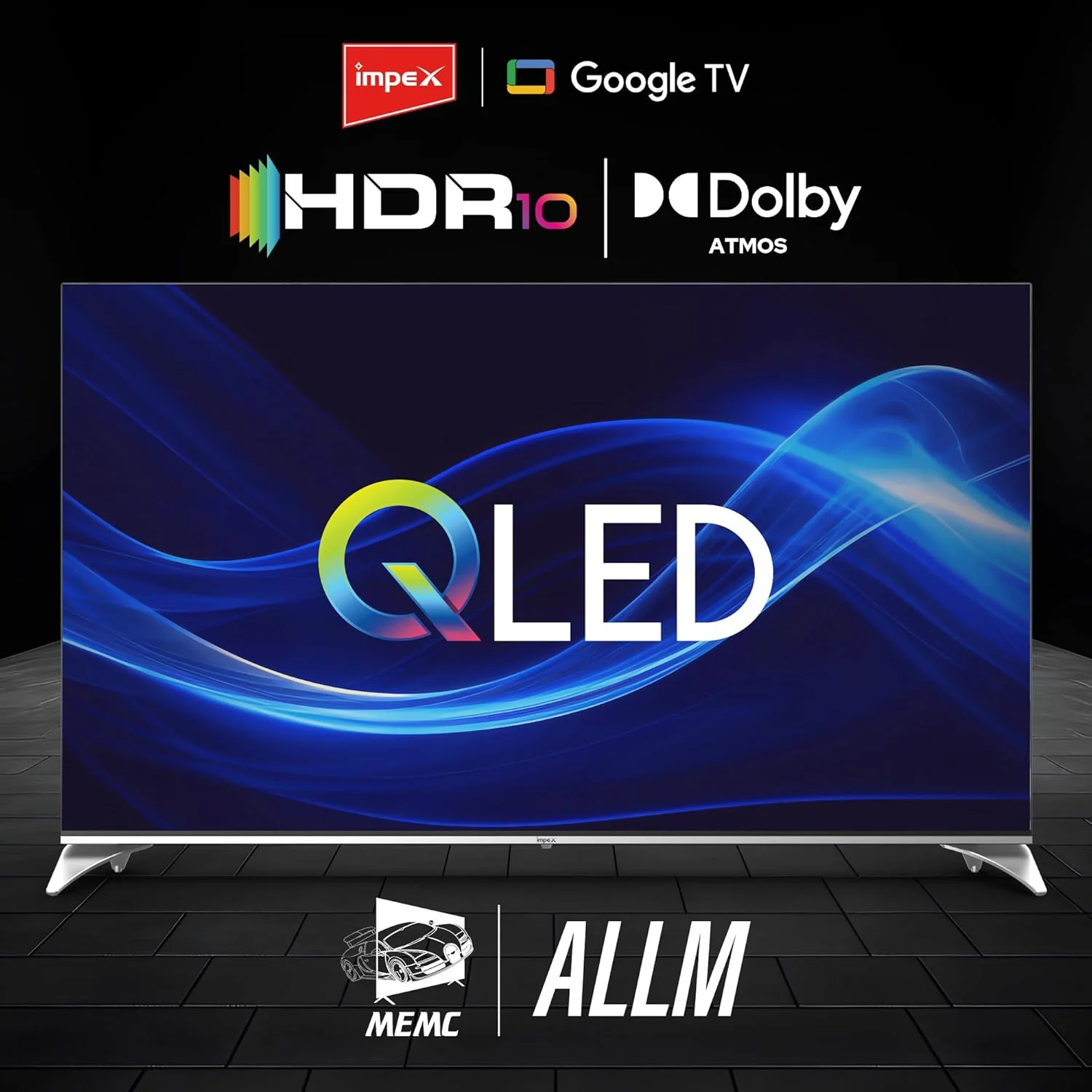 تلویزیون 55 اینچی QLED گوگل Impex مدل evoQ (55S4QLC2R120)، تلویزیون 4K Ultra HD، دالبی ویژن و اتموس، 120 هرتز DLG، ریموت کنترل صوتی، eARC، ALLM، بلوتوث/WiFi، دارای پایه دیواری