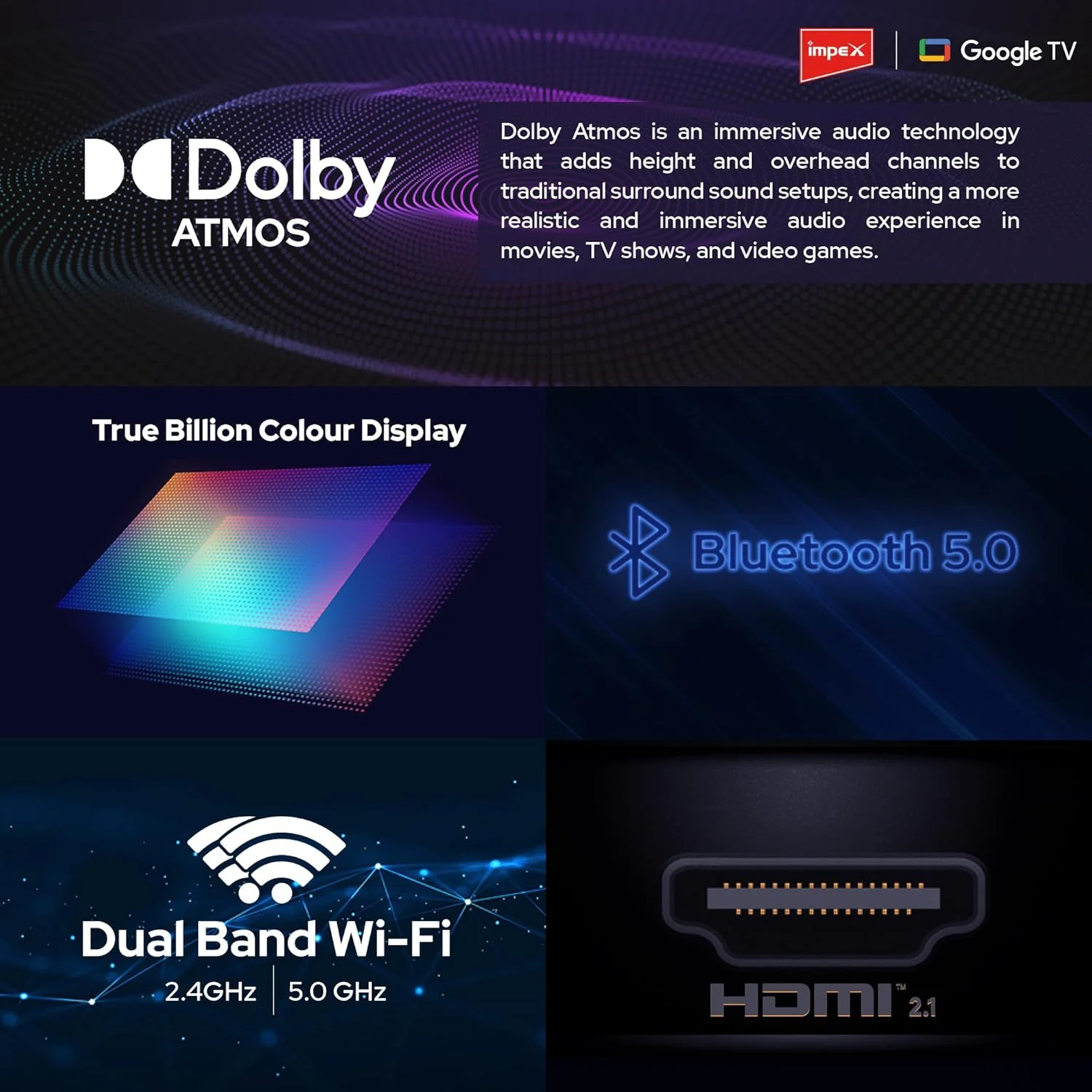 تلویزیون هوشمند 55 اینچی FHD گوگل ایمپکس با Dolby Vision Atmos و Dolby Audio، DTS HD، کروم کست داخلی، 2 گیگابایت رم، 8 گیگابایت رام، HDMI ARC، طراحی فوق العاده باریک با ریموت صوتی، همراه با پایه دیواری - evoQ 55S4RLC2 تلویزیون هوشمند 55 اینچی FHD گوگل ایمپکس با Dolby Vision Atmos و Dolby Audio، DTS HD، کروم کست داخلی، 2 گیگابایت رم، 8 گیگابایت رام، HDMI ARC، طراحی فوق العاده باریک با ریموت صوتی، همراه با پایه دیواری - evoQ 55S4RLC2