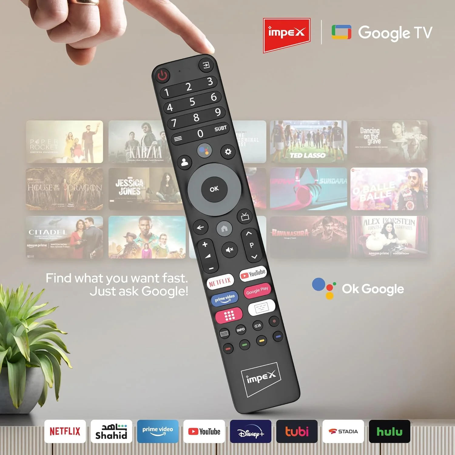 تلویزیون 55 اینچی QLED گوگل Impex مدل evoQ (55S4QLC2R120)، تلویزیون 4K Ultra HD، دالبی ویژن و اتموس، 120 هرتز DLG، ریموت کنترل صوتی، eARC، ALLM، بلوتوث/WiFi، دارای پایه دیواری