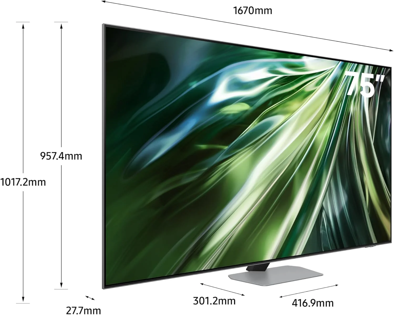 تلویزیون هوشمند سامسونگ، تلویزیون بزرگ، Neo QLED 4K، QN90D، 75 اینچ، 2024، پردازنده NQ4 AI Gen2، فناوری Quantum Matrix، ارتقاء کیفیت تصویر 4K AI، Samsung TV Plus، نقره‌ای کربنی، QE75QN90DAUXZN (بازسازی شده)