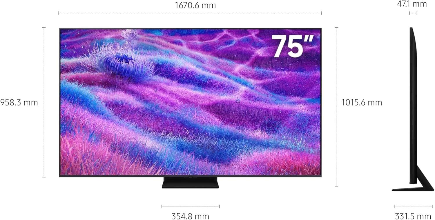 تلویزیون 75 اینچ Neo QLED سامسونگ، QN80F، 4K، Mini LED، پردازنده NQ4 AI Gen2، فناوری Quantum Matrix Core، ارتقاء کیفیت تصویر 4K AI، Dolby Atmos، تلویزیون هوشمند Samsung Vision AI، QA75QN80FAUXZN (نسخه امارات متحده عربی - 2025)
