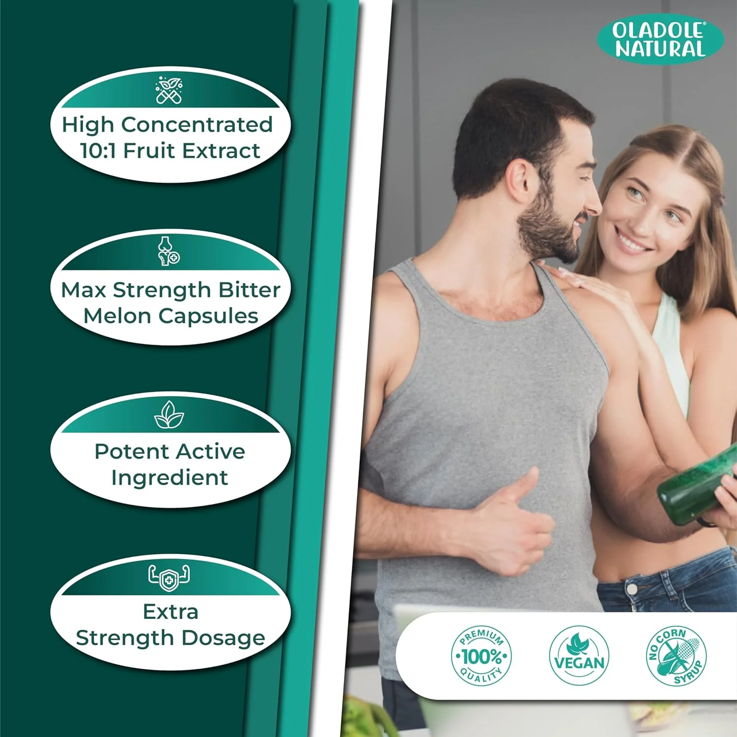 عصاره خیار تلخ طبیعی اولادول (10:1) 1500 میلی گرم - 120 کپسول گیاهی | پشتیبانی گیاهی برای قند خون، سلامت دستگاه گوارش، متابولیسم و تندرستی کلی | فرمول غنی از آنتی اکسیدان | غیر GMO