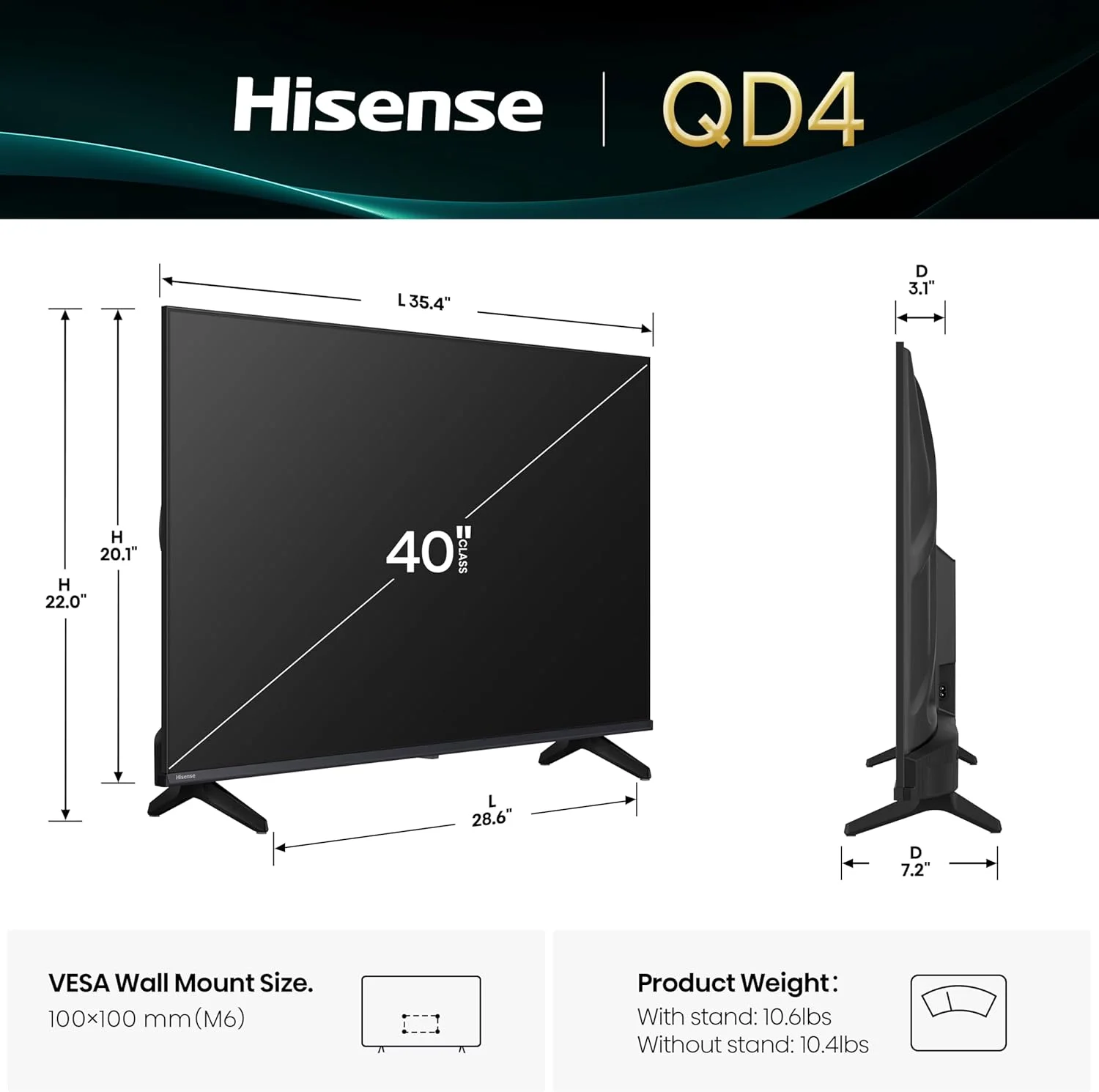 تلویزیون هوشمند 40 اینچی Hisense سری QD4 QLED FHD Fire TV (مدل 40QD4QF، 2025) - رنگ نقطه کوانتومی، DTS Virtual: X، الکسا داخلی، طراحی باریک قاب