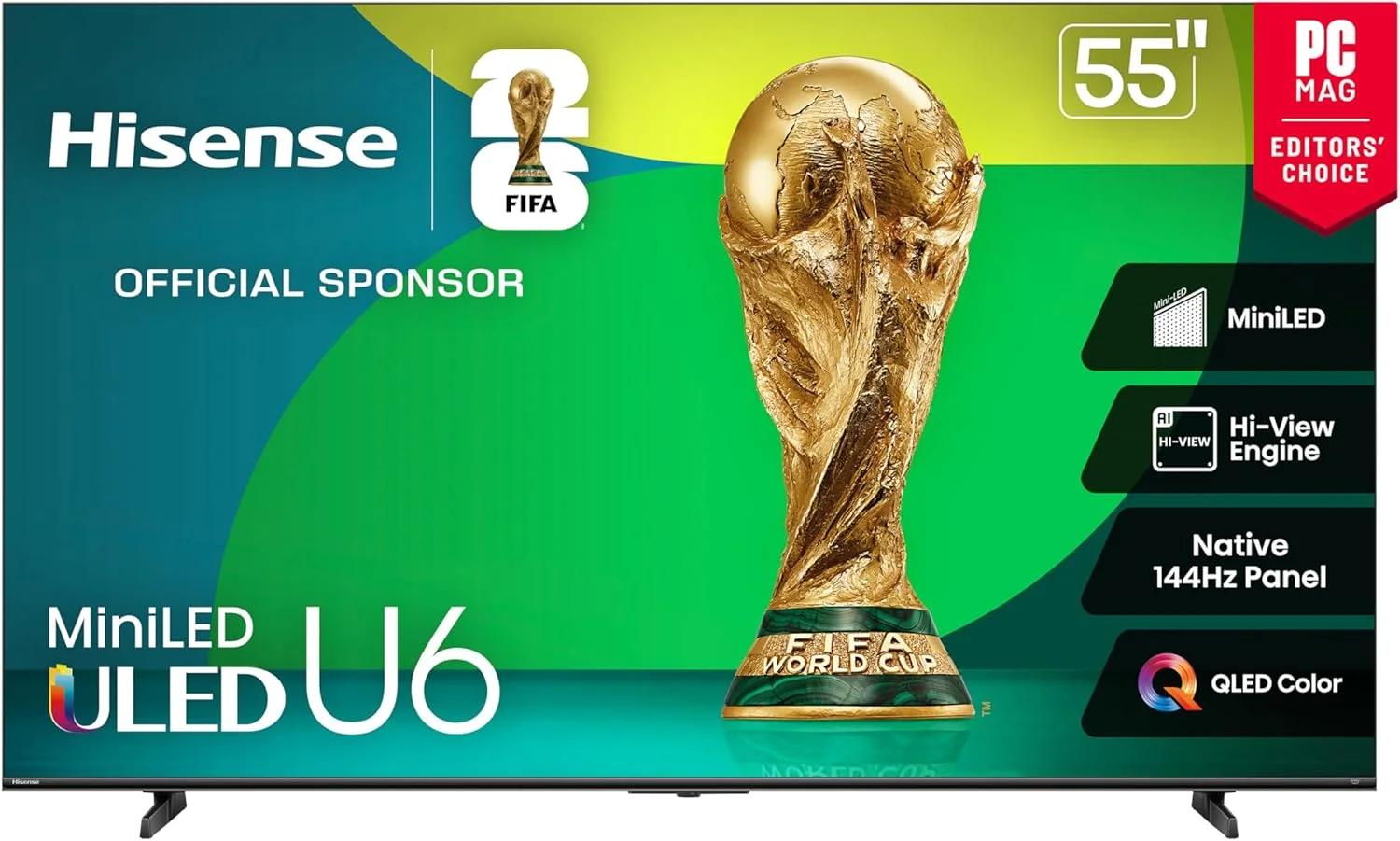 تلویزیون هوشمند 55 اینچ هایسنس سری U6 مدل (55U65QF, مدل 2025) - مینی ال ای دی 4K UHD، QLED، نرخ نوسازی 144 هرتز، HDR10+، Dolby Vision IQ، Dolby Atmos، ساب ووفر داخلی، حالت بازی حرفه ای، دارای الکسا تلویزیون هوشمند 55 اینچ هایسنس سری U6 مدل (55U65QF, مدل 2025) - مینی ال ای دی 4K UHD، QLED، نرخ نوسازی 144 هرتز، HDR10+، Dolby Vision IQ، Dolby Atmos، ساب ووفر داخلی، حالت بازی حرفه ای، دارای الکسا