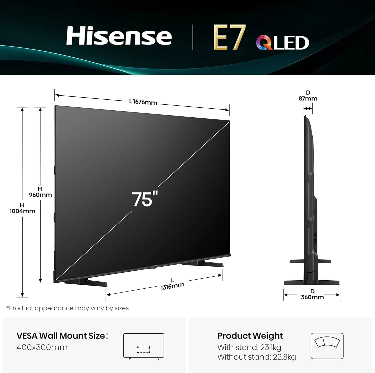 تلویزیون هوشمند 75 اینچ Hisense QLED مدل E7Q با فناوری Quantum Dot Colour، تصویر AI، Dolby Vision، Dolby Atmos، قابلیت Share to TV، کنترل صوتی، حالت Filmmaker، یوتیوب، نتفلیکس، دیزنی پلاس مدل 75E7Q (نسخه 2025 امارات) تلویزیون هوشمند 75 اینچ Hisense QLED مدل E7Q با فناوری Quantum Dot Colour، تصویر AI، Dolby Vision، Dolby Atmos، قابلیت Share to TV، کنترل صوتی، حالت Filmmaker، یوتیوب، نتفلیکس، دیزنی پلاس مدل 75E7Q (نسخه 2025 امارات)