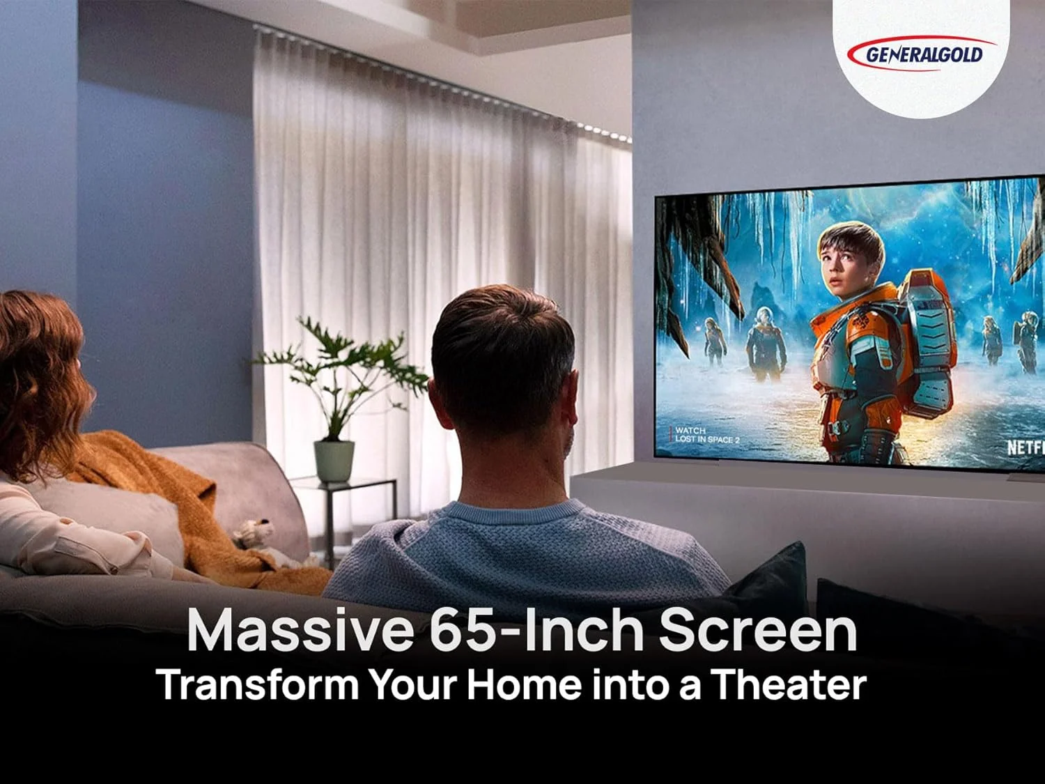 تلویزیون هوشمند 65 اینچ جنرال گلد QLED 4K UHD، مدل جدید 2024، تلویزیون WebOS، WiFi، بلوتوث، تشخیص صدا، طراحی بدون قاب، نتفلیکس، یوتیوب، پرایم ویدیو (65 اینچ)