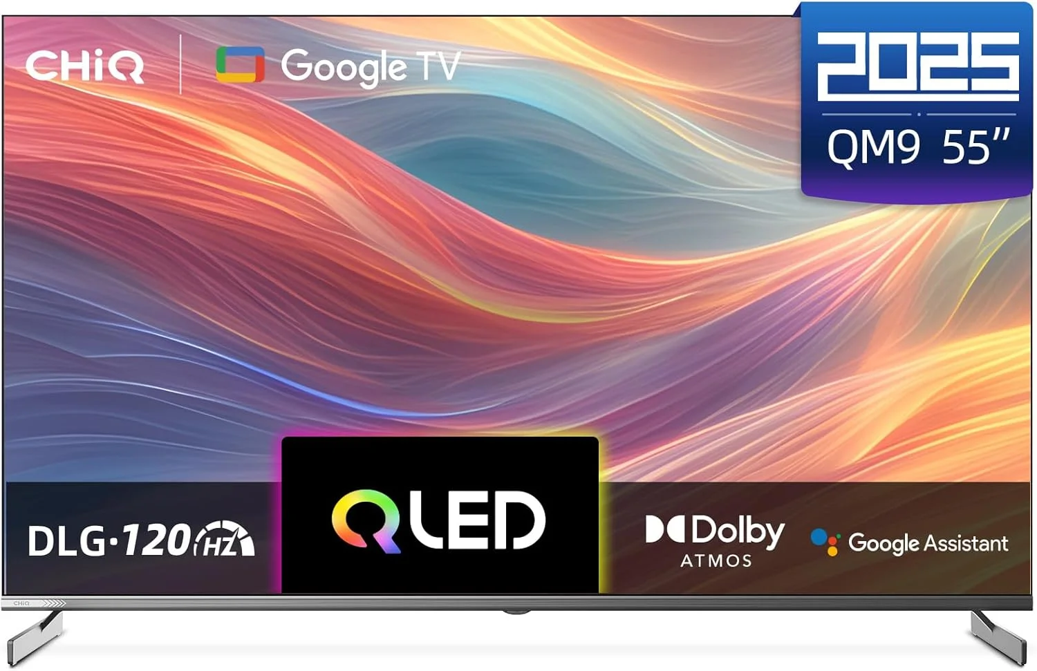 تلویزیون 55 اینچی 4K QLED مدل U55QM9S از CHiQ، تلویزیون هوشمند رسمی گوگل، Dolby Vision، HDR10، Dolby Atmos، MEMC، نرخ تازه‌سازی 120 هرتز، HDMI 2.1، بلوتوث 5.1، VRR، ALLM، فلزی بدون حاشیه، Multiscreen