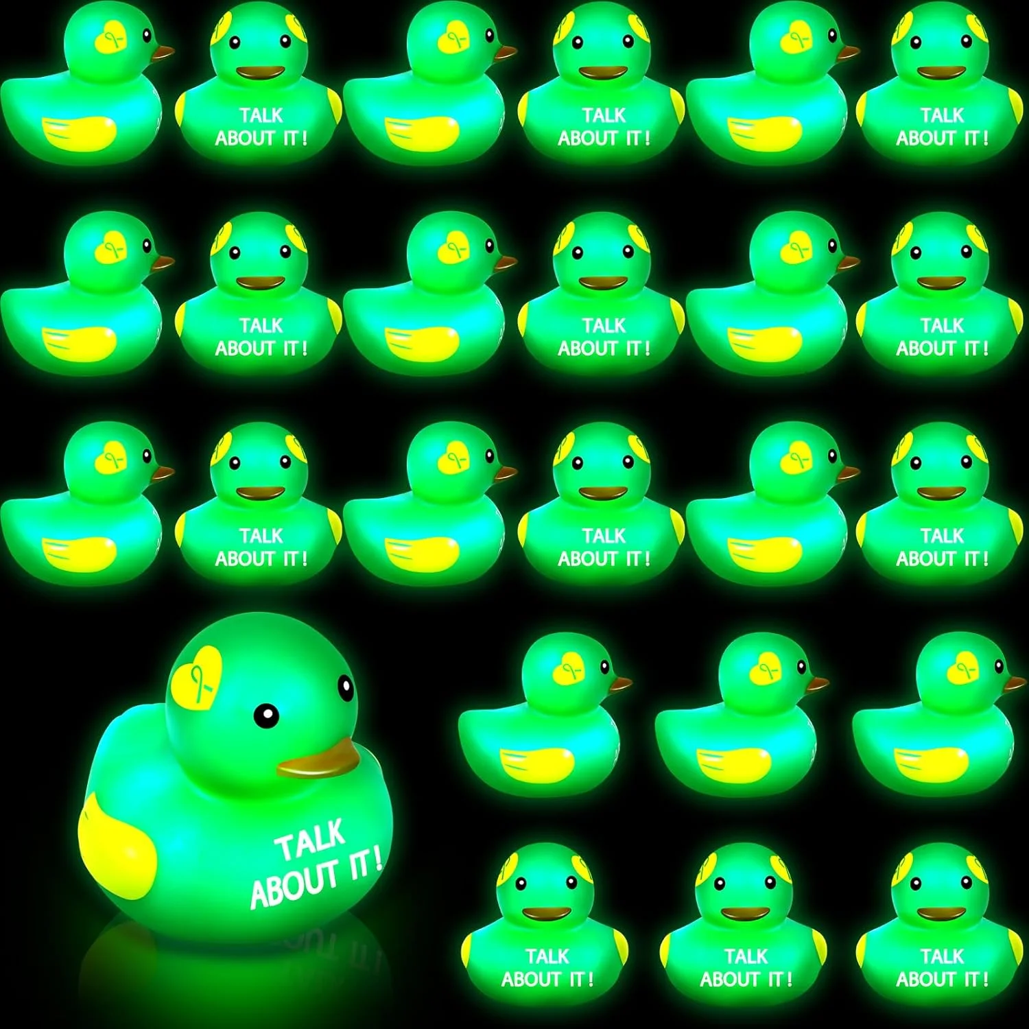 اردک های لاستیکی روشنایی دار Deekin، بسته 100 عددی، آگاهی از سلامت روان، روبان سبز 2 اینچی، اردک های لاستیکی کوچک و بامزه، اسباب بازی درخشان، هدیه برای مهمانی های جمع آوری کمک های مالی اردک های لاستیکی روشنایی دار Deekin، بسته 100 عددی، آگاهی از سلامت روان، روبان سبز 2 اینچی، اردک های لاستیکی کوچک و بامزه، اسباب بازی درخشان، هدیه برای مهمانی های جمع آوری کمک های مالی