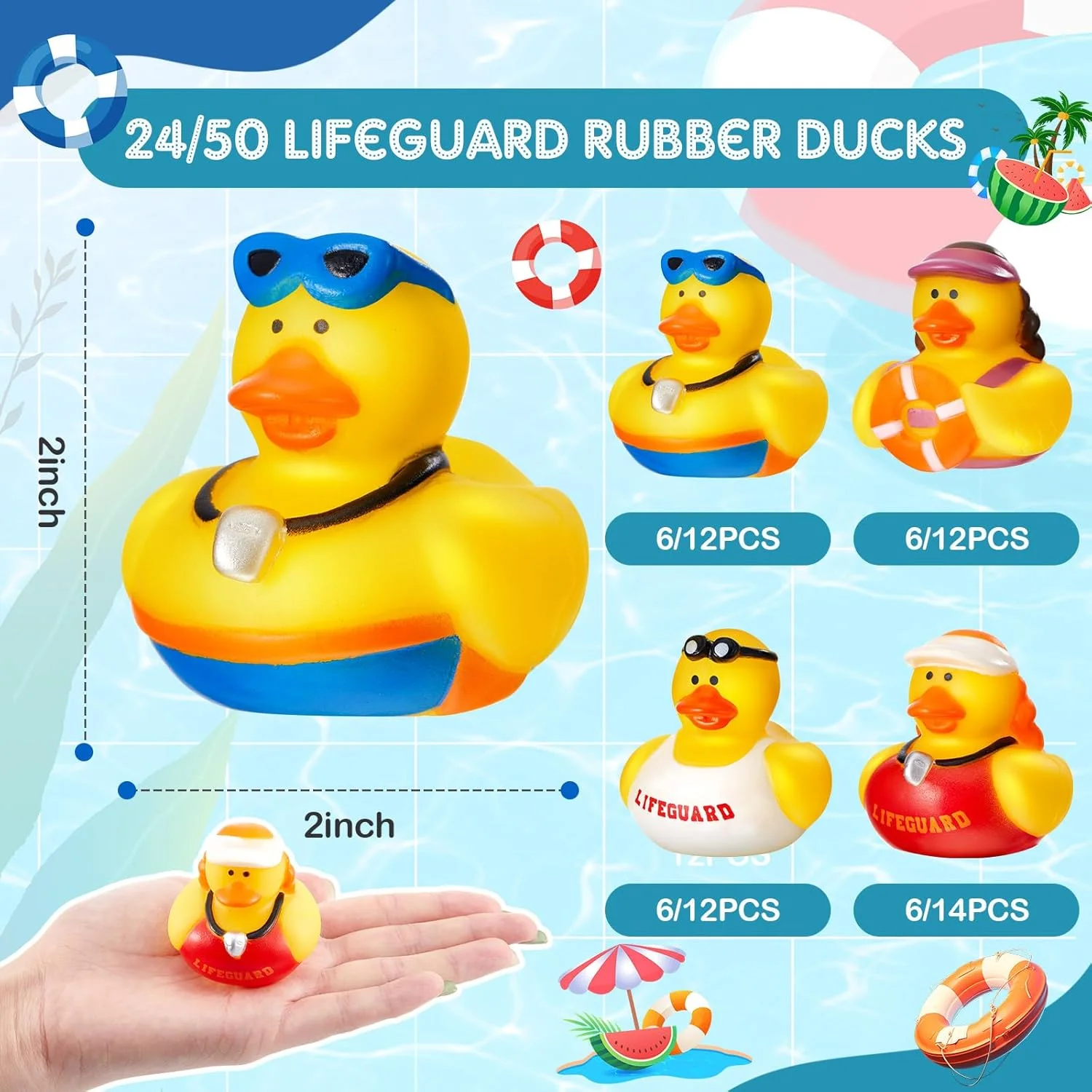 اردک های لاستیکی نگهبان غریق نجات دیکین، 50 عدد، 2 اینچی، مناسب برای حمام، مهمانی های تولد، هدیه استخر ساحلی اردک های لاستیکی نگهبان غریق نجات دیکین، 50 عدد، 2 اینچی، مناسب برای حمام، مهمانی های تولد، هدیه استخر ساحلی
