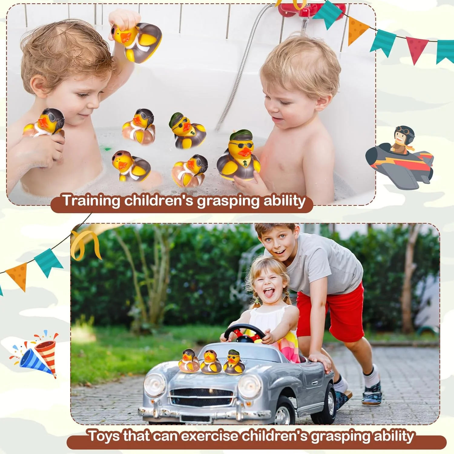 اردک های لاستیکی خلبان 24 عددی 2 اینچی، اسباب بازی های اردک نظامی، اسباب بازی های حمام اردک، اسباب بازی های حمام زیبا، هدیه مهمانی، جشن تولد نوزاد اردک های لاستیکی خلبان 24 عددی 2 اینچی، اسباب بازی های اردک نظامی، اسباب بازی های حمام اردک، اسباب بازی های حمام زیبا، هدیه مهمانی، جشن تولد نوزاد