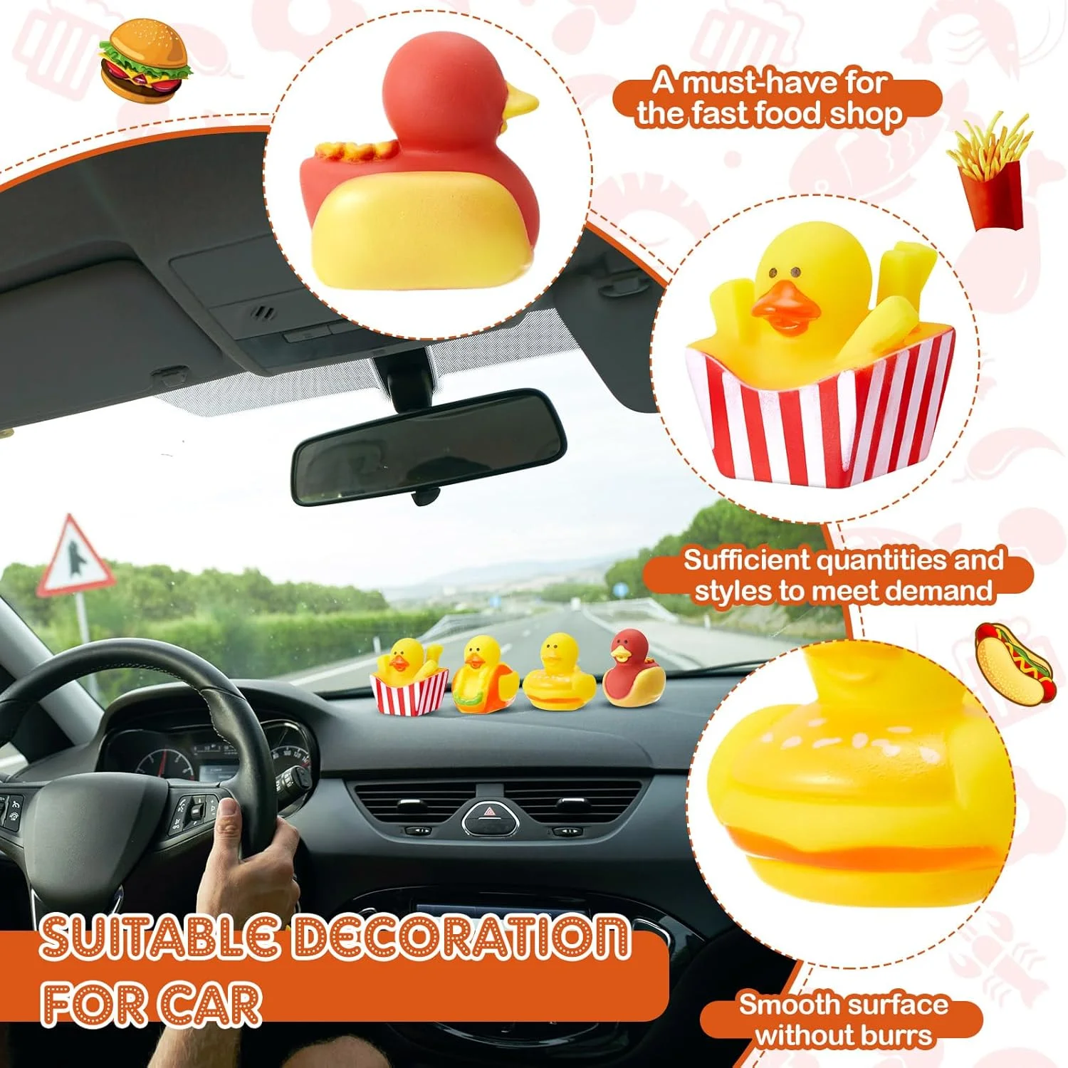 اردک های لاستیکی فست فودی Deekin، بسته 50 عددی، 2 اینچی، مجموعه کوچک و جذاب، شامل سیب زمینی سرخ کرده، همبرگر، هات داگ و تاکو، مینی اردک های کوچک برای استخر، اسباب بازی های حمام برای تزیین و مهمانی، 4 مدل اردک های لاستیکی فست فودی Deekin، بسته 50 عددی، 2 اینچی، مجموعه کوچک و جذاب، شامل سیب زمینی سرخ کرده، همبرگر، هات داگ و تاکو، مینی اردک های کوچک برای استخر، اسباب بازی های حمام برای تزیین و مهمانی، 4 مدل