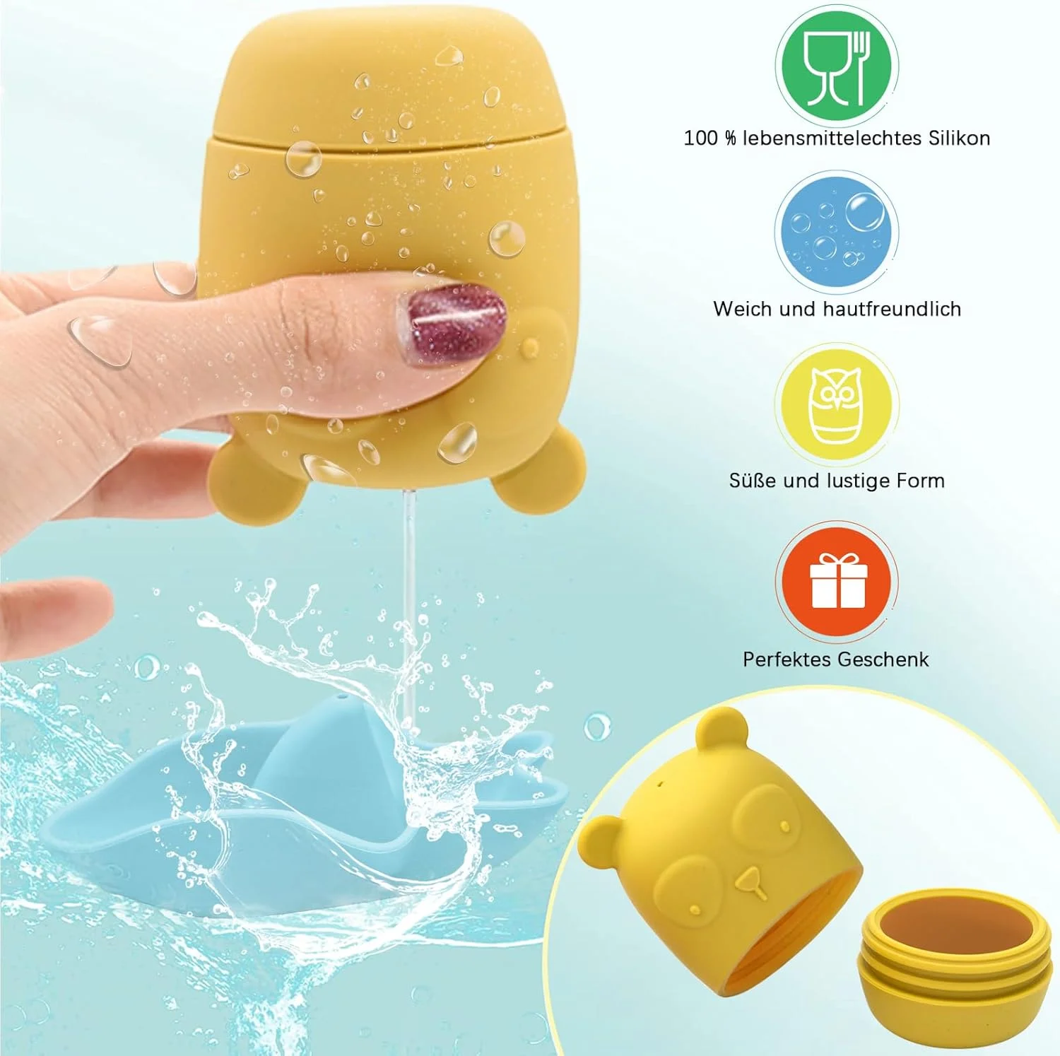 مجموعه 8 عددی اسباب بازی حمام، اسباب بازی وان حمام، اسباب بازی آبی سیلیکونی، اسباب بازی حمام کودک، آب پاش، اسباب بازی حمام، اسباب بازی حمام کودک، حیوانات آب پاش، بدون کپک