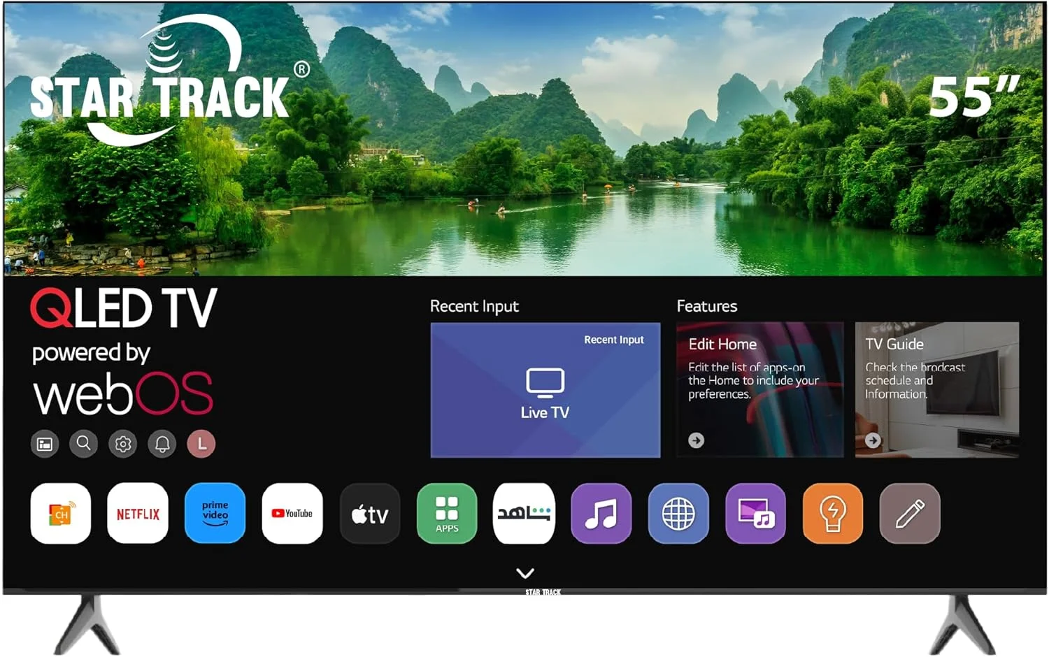 تلویزیون 55 اینچ QLED استار ترک 4K HDR10+ WebOS با حجم رنگ 95% با فناوری Quantum dot | نمایشگر فوق العاده روشن 350 نیت | Dolby Audio | Ultra HD | ریموت کنترل Air Mouse | سازگار با Apple Airplay & Home تلویزیون 55 اینچ QLED استار ترک 4K HDR10+ WebOS با حجم رنگ 95% با فناوری Quantum dot | نمایشگر فوق العاده روشن 350 نیت | Dolby Audio | Ultra HD | ریموت کنترل Air Mouse | سازگار با Apple Airplay & Home