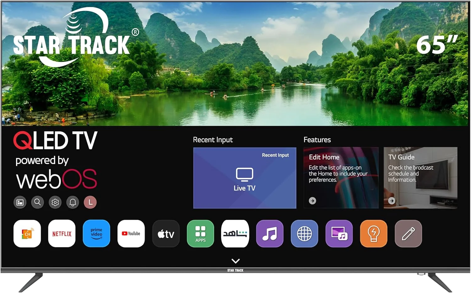 تلویزیون 65 اینچ QLED استار ترک 4K HDR10+ WebOS با حجم رنگ 95% با Quantum dot | نمایشگر فوق العاده روشن 350 نیت | Dolby Audio | Ultra HD | ریموت کنترل Air Mouse | سازگار با Apple Airplay & Home تلویزیون 65 اینچ QLED استار ترک 4K HDR10+ WebOS با حجم رنگ 95% با Quantum dot | نمایشگر فوق العاده روشن 350 نیت | Dolby Audio | Ultra HD | ریموت کنترل Air Mouse | سازگار با Apple Airplay & Home