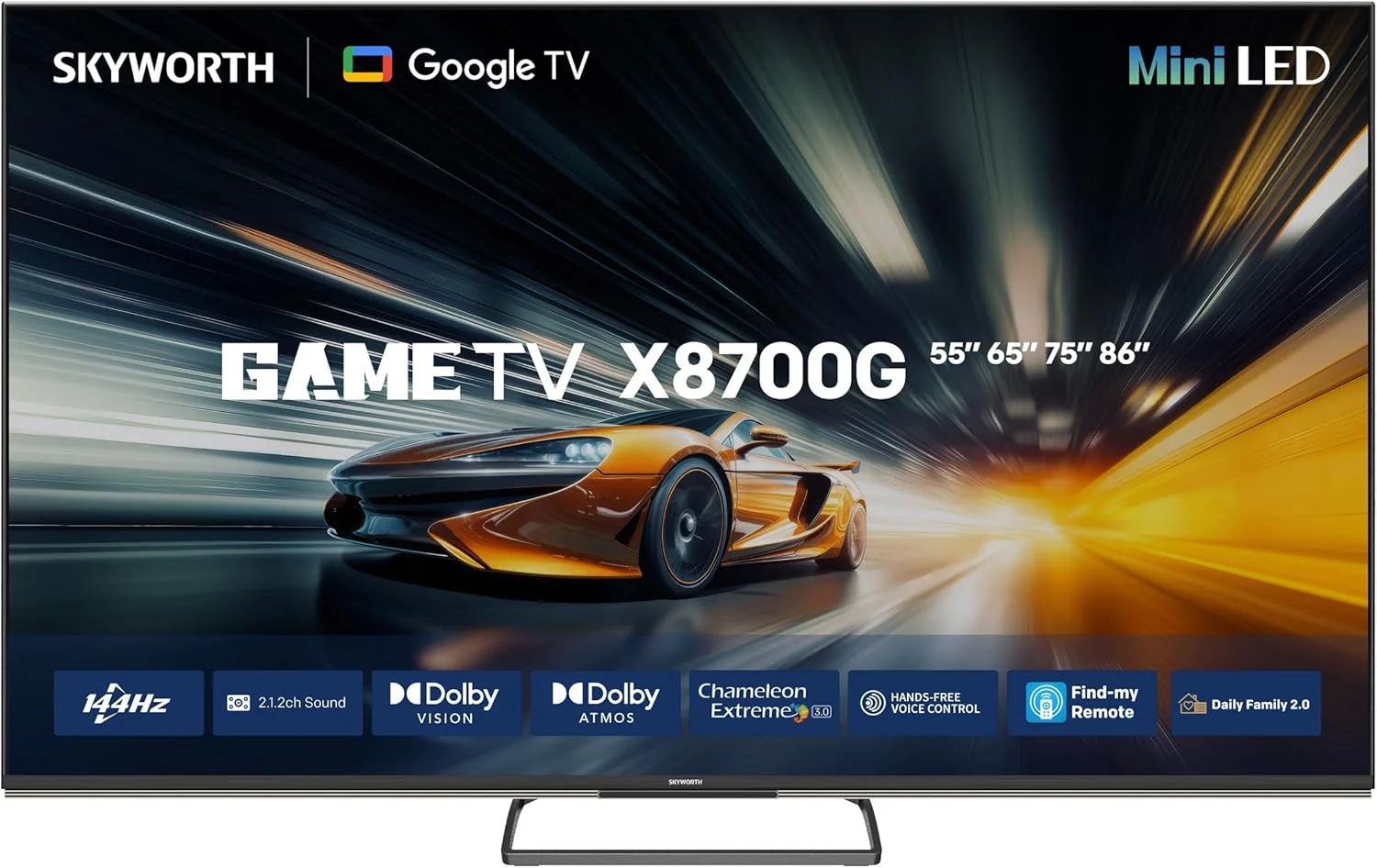 تلویزیون هوشمند 86 اینچی 4K UHD Mini QLED Skyworth 86X8700G - 144 هرتز | Dolby Vision & Atmos | HDR10+ | DVB-T/T2/S2 | 4x HDMI 2.1 (VRR/ALLM) | حافظه 32 گیگابایتی | کنترل صوتی هوش مصنوعی - تجربه نهایی صفحه نمایش بزرگ تلویزیون هوشمند 86 اینچی 4K UHD Mini QLED Skyworth 86X8700G - 144 هرتز | Dolby Vision & Atmos | HDR10+ | DVB-T/T2/S2 | 4x HDMI 2.1 (VRR/ALLM) | حافظه 32 گیگابایتی | کنترل صوتی هوش مصنوعی - تجربه نهایی صفحه نمایش بزرگ