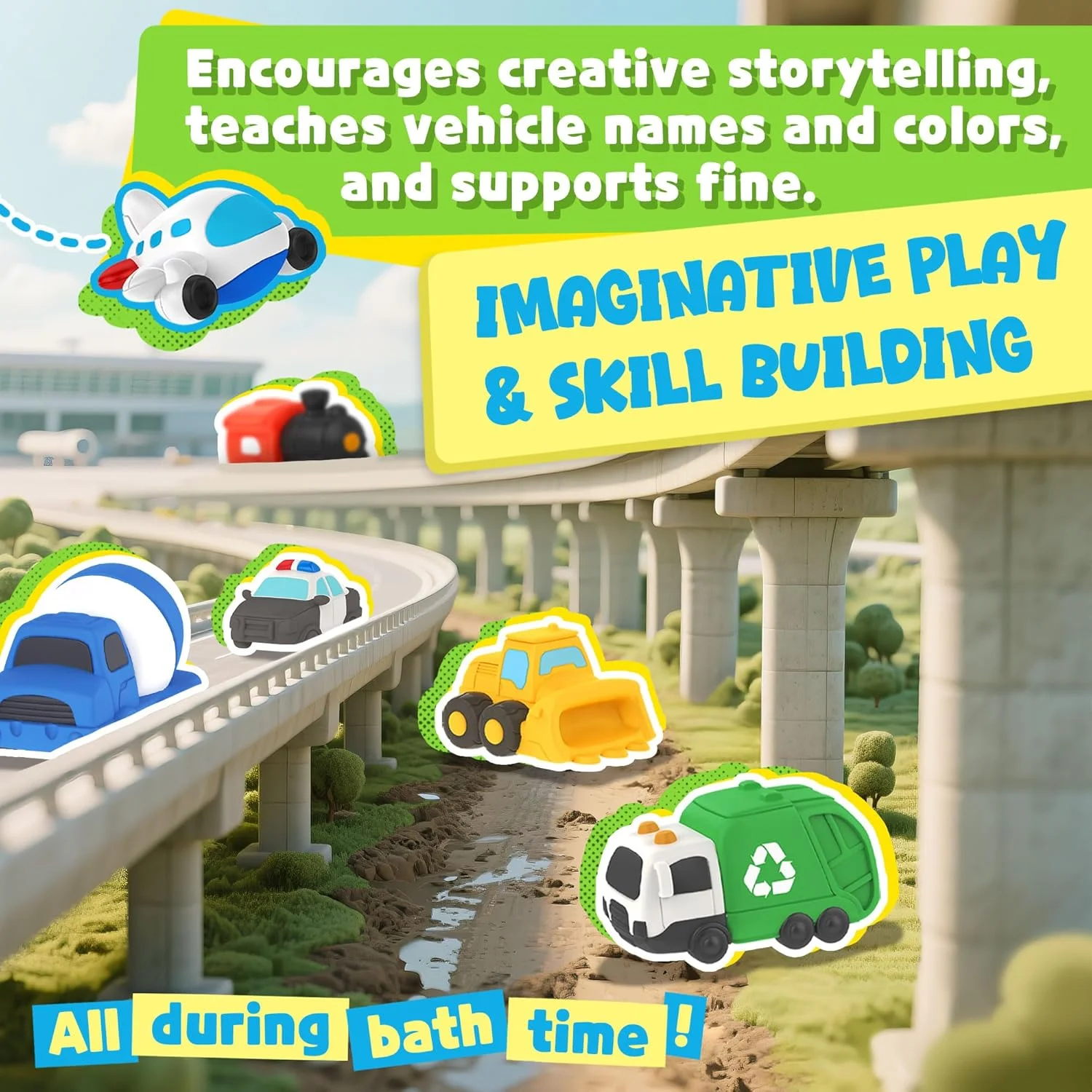 مجموعه 6 عددی اسباب بازی حمام شناور وسایل نقلیه، اسباب بازی وان حمام نوزاد برای 12 ماه - اسباب بازی های وان بدون سوراخ برای کودکان نوپا 1-3 مجموعه 6 عددی اسباب بازی حمام شناور وسایل نقلیه، اسباب بازی وان حمام نوزاد برای 12 ماه - اسباب بازی های وان بدون سوراخ برای کودکان نوپا 1-3