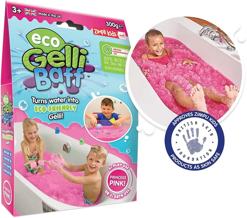 زیمپلی کیدز اکو جلی باف صورتی، 1 حمام یا 6 بار استفاده برای بازی، آب را به طور جادویی به ماده غلیظ و رنگارنگ تبدیل می کند، ایمن برای محیط زیست، اسباب بازی حسی وان حمام برای پسران و دختران، هدیه اسباب بازی حمام کودک نوپا