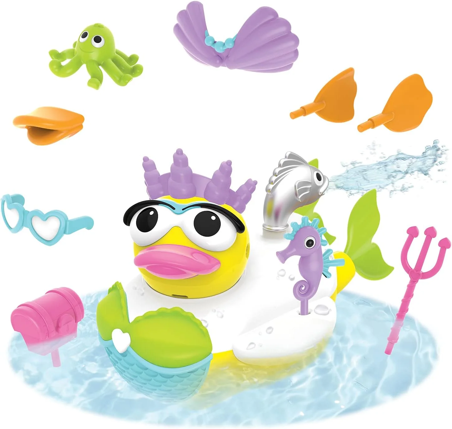 اسباب بازی حمام اردک جت پری دریایی یوکیدو با آبپاش قدرتمند - توسعه حسی و سرگرمی در زمان حمام برای کودکان - اسباب بازی حمام با باتری و 15 قطعه - 2 سال به بالا