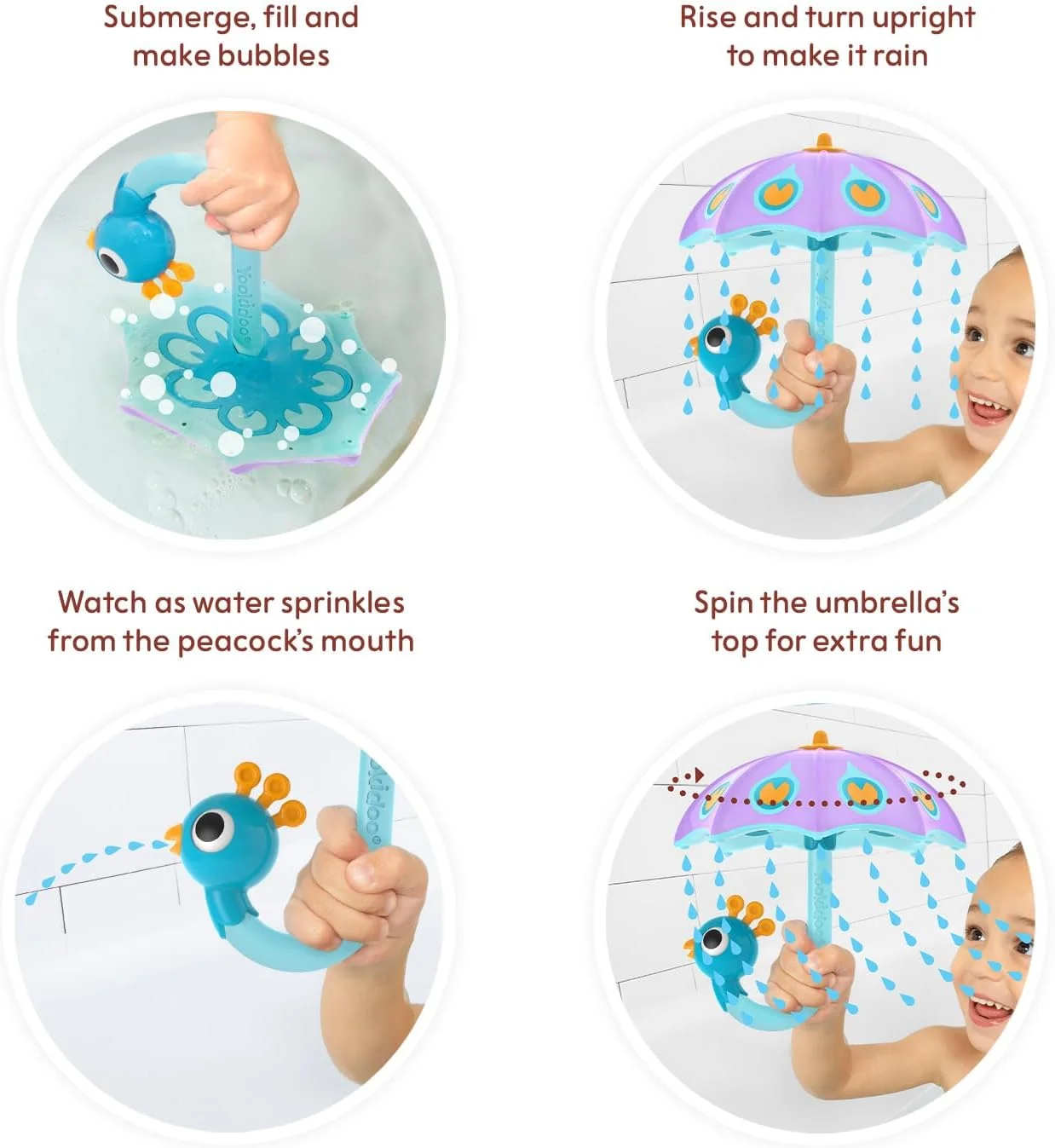 اسباب بازی حمام یوکیدو مدل Fill N Rain - بازی تعاملی چتر طاووس برای نوزادان و کودکان نوپا - بازی سرگرم کننده و آموزشی آب با حباب و جلوه باران برای کودکان 1-2 ساله (بنفش) اسباب بازی حمام یوکیدو مدل Fill N Rain - بازی تعاملی چتر طاووس برای نوزادان و کودکان نوپا - بازی سرگرم کننده و آموزشی آب با حباب و جلوه باران برای کودکان 1-2 ساله (بنفش)