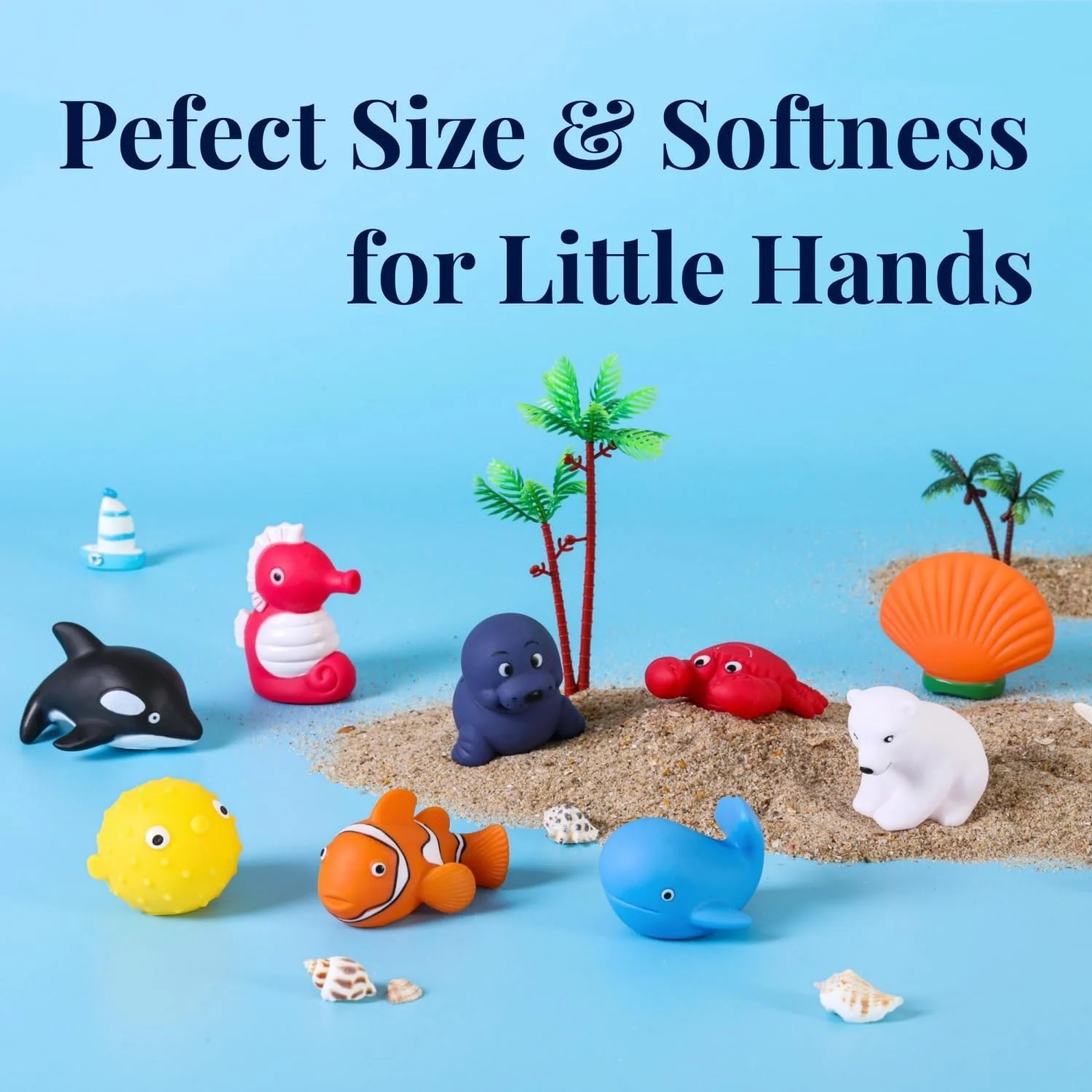 اسباب بازی های حمام بدون سوراخ XY-WQ، برای نوزادان 6-12 ماهه و کودکان نوپا 1-3 ساله، اسباب بازی های وان بدون سوراخ (حیوانات دریایی، 9 عدد با کیف توری)