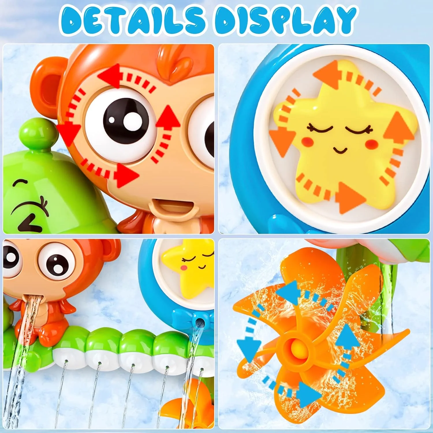 اسباب بازی حمام کودک Wisplye، 14 تکه، دوش آب، اسباب بازی تعاملی فواره ای با پازل، پیست مسابقه ماشین، هدیه اسباب بازی فنجانی مکنده برای پسران و دختران از 18 ماه +