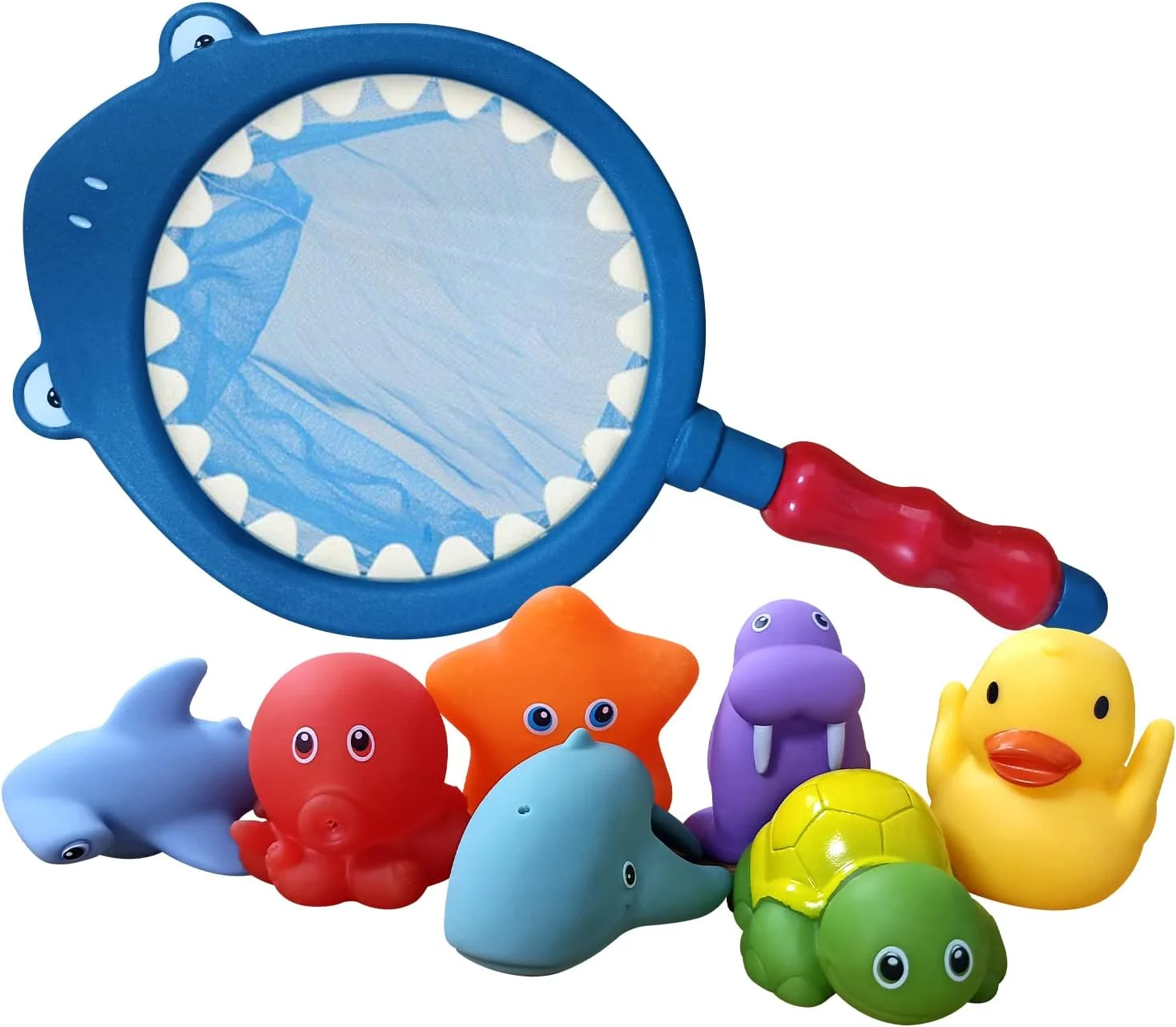 اسباب بازی حمام کودک 8 تکه World Atlantus WA، اسباب بازی های استخر ماهی با تور، اسپری، صدا و تغییر رنگ