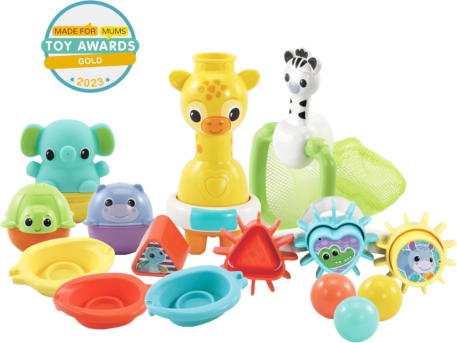 مجموعه حمام 6 در 1 VTech، اسباب بازی وان حمام با بیش از 10 لوازم جانبی شامل قایق های چیدنی و متصل شونده، مرتب کننده اشکال، توپ های رنگارنگ، هدیه زمان حمام برای نوزادان 0، 6، 12 ماه +، نسخه انگلیسی