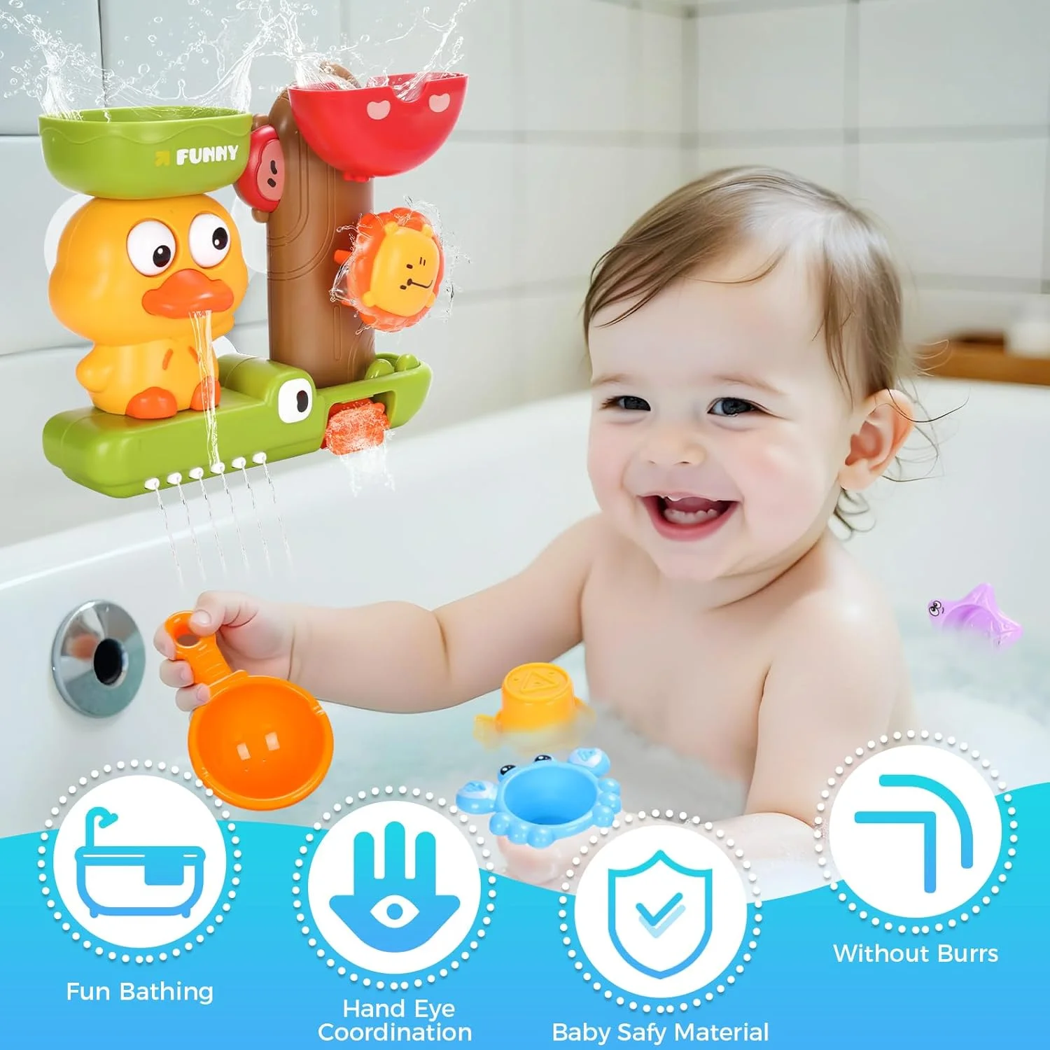 اسباب بازی حمام Venditer مناسب برای کودکان 1 تا 4 سال، اسباب بازی وان حمام کودک 1 ساله، اسباب بازی آب هدیه برای پسران و دختران