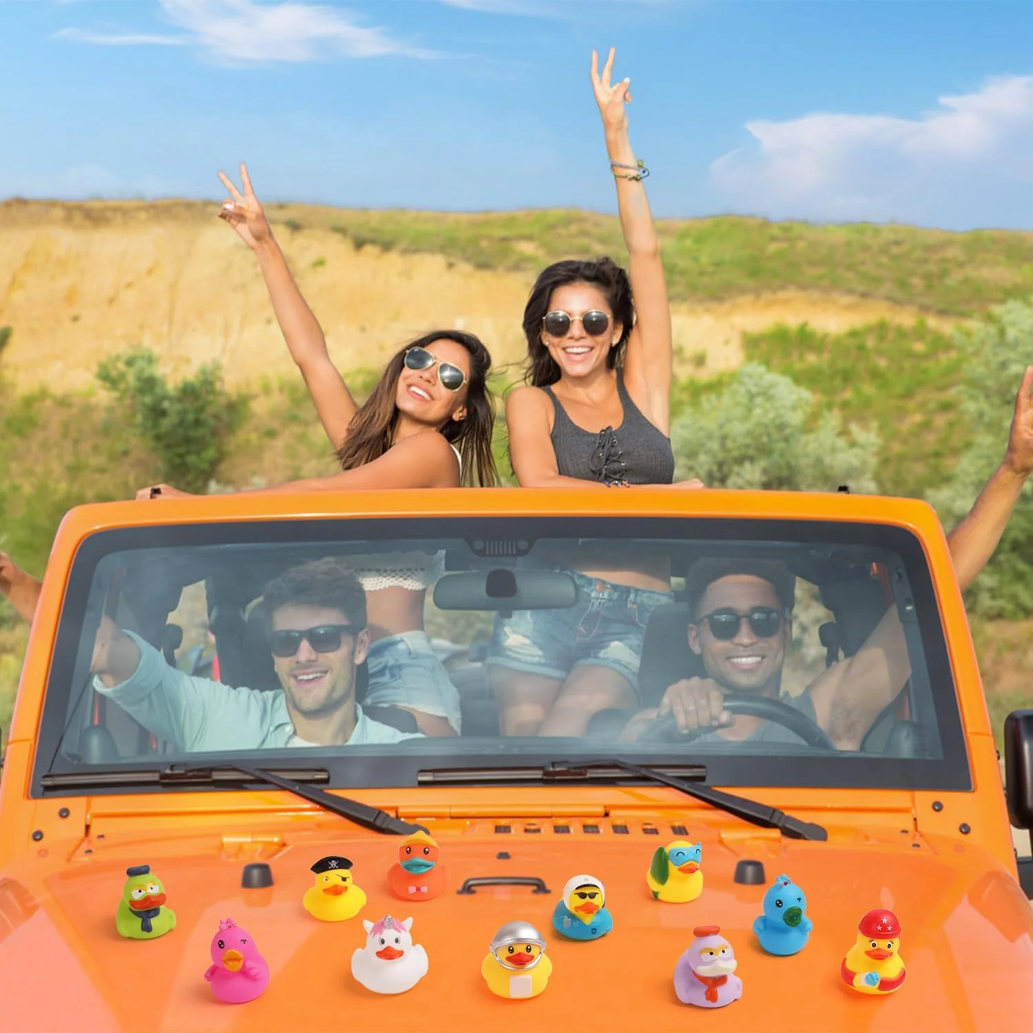 اردک های لاستیکی آمبرسن، اردک های جیپ متنوع برای اردک بازی جیپ، اسباب بازی های شناور اردک لاستیکی استخر، هدیه تولد و مهمانی (50 عدد)