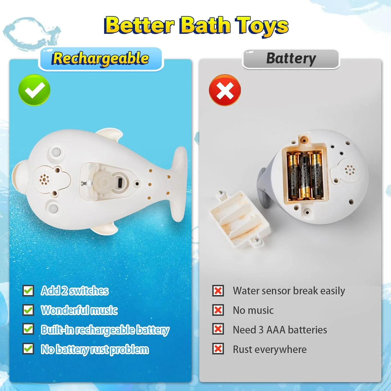 اسباب بازی های حمام ارتقا یافته 2024، اسباب بازی های حمام کودک شارژی، دلفین آب پاش چراغ دار موزیکال 6-12 12-18 ماه، اسباب بازی های آب پاش استخر وان حمام برای کودکان نوپا 1-3 2-4 پسران دختران نوزاد - سفید