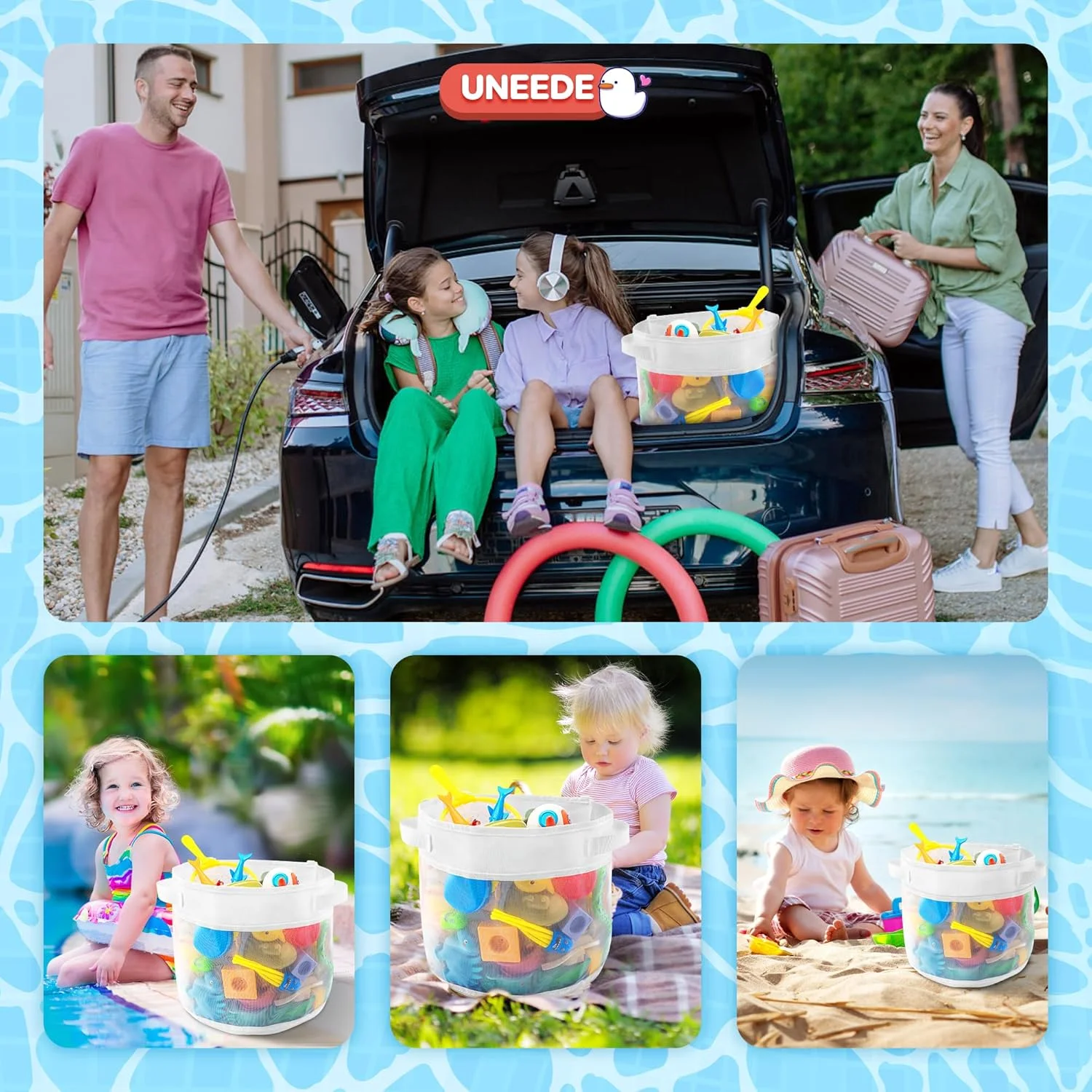 نگهدارنده اسباب بازی حمام UNEEDE، مقاوم، کیف توری برای اسباب بازی های حمام برای دسترسی سریع به اسباب بازی ها، سبد اسباب بازی حمام خشک شونده سریع، توری اسباب بازی صرفه جویی در فضا برای وان حمام