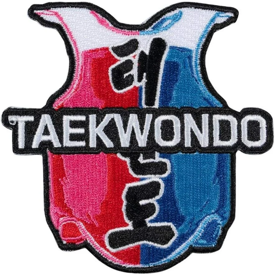 نشان های گلدوزی شده هنرهای رزمی PLAYWELL - نشان جلیقه تکواندو، مشکی، سایز آزاد