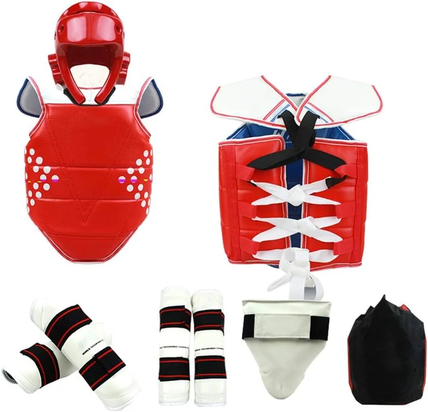 ست کامل محافظ بدن برای تمرینات رزمی، تکواندو، فیتنس، بوکس، کاراته، تنفس پذیر و راحت، تجهیزات محافظ ساندا، XL