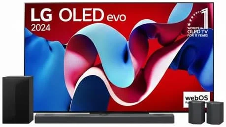 مجموعه تلویزیون 65 اینچ LG OLED evo C4 + ساندبار LG مدل S75TR با Dolby Atmos 5.1.1 کاناله مشکی، تلویزیون هوشمند 4K OLED evo C4 با ریموت جادویی AI، Dolby Vision، webOS24 مدل 2024 سایز 65 اینچ