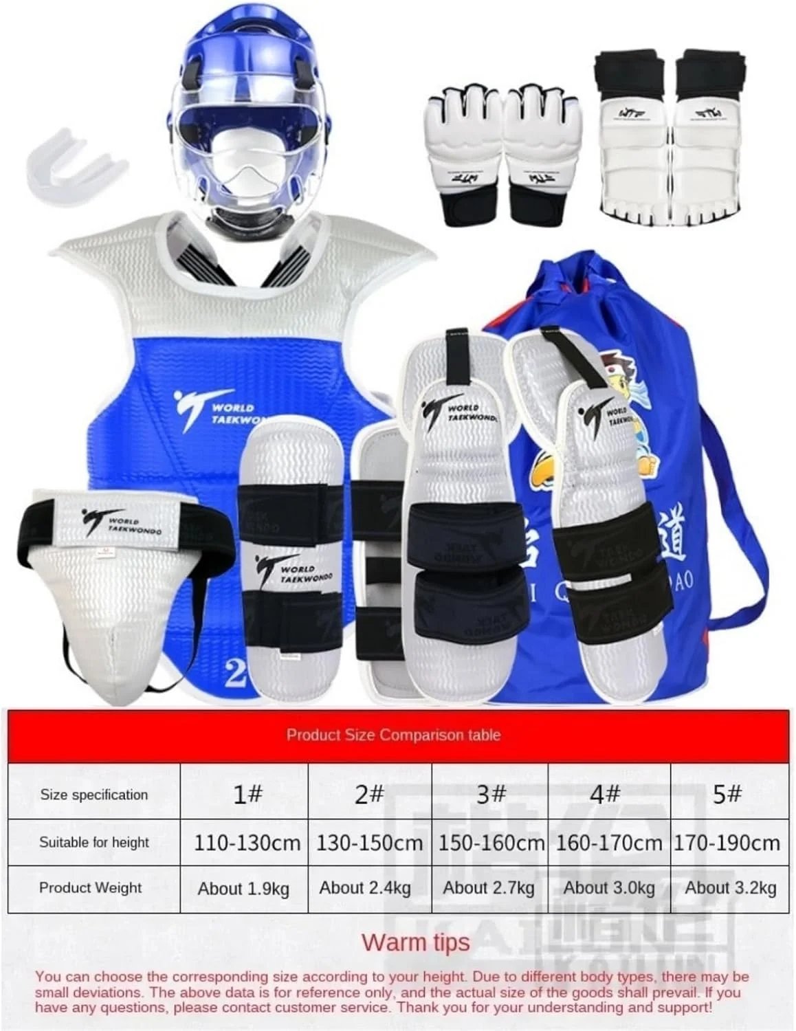 مجموعه 13 تکه تجهیزات محافظت تکواندو WIVKS، شامل محافظ سر، سینه، بازو، کشاله ران، دستکش و محافظ پا برای تمرینات تکواندو، کاراته و MMA کودکان، نوجوانان و بزرگسالان