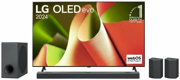 پکیج تلویزیون 77 اینچ LG OLED77B46LA + ساندبار LG S95QR، توان 810 وات و 9.1.5 کانال، تلویزیون هوشمند 4K OLED با AI ThinQ، ریموت جادویی، Dolby Vision، سایز 77 اینچ 2024