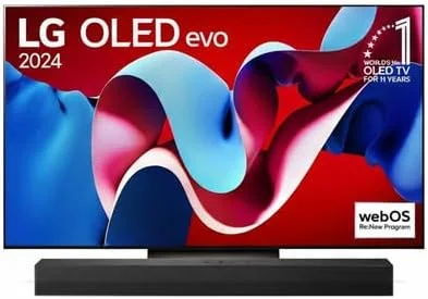 مجموعه تلویزیون 65 اینچ LG OLED evo C4 + ساندبار LG S20| دالبی دیجیتال | 2.0 کانال، تلویزیون هوشمند 4K OLED evo C4 ریموت جادویی AI دالبی ویژن webOS24 2024 مشکی سایز 65 اینچ