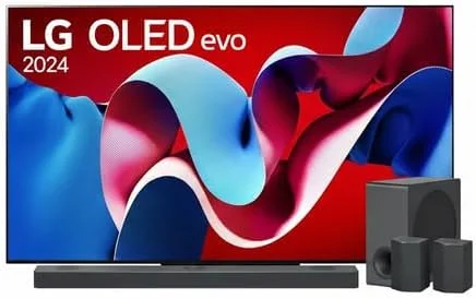 مجموعه تلویزیون 65 اینچ LG OLED evo C4 + ساندبار LG S95QR، توان 810 وات و 9.1.5 کانال با 5 بلندگوی عمودی Atmos. Dolby Atmos، تلویزیون هوشمند OLED evo C4 Smart 4K با ریموت کنترل جادویی AI مدل 2024 مشکی سایز 65 اینچ