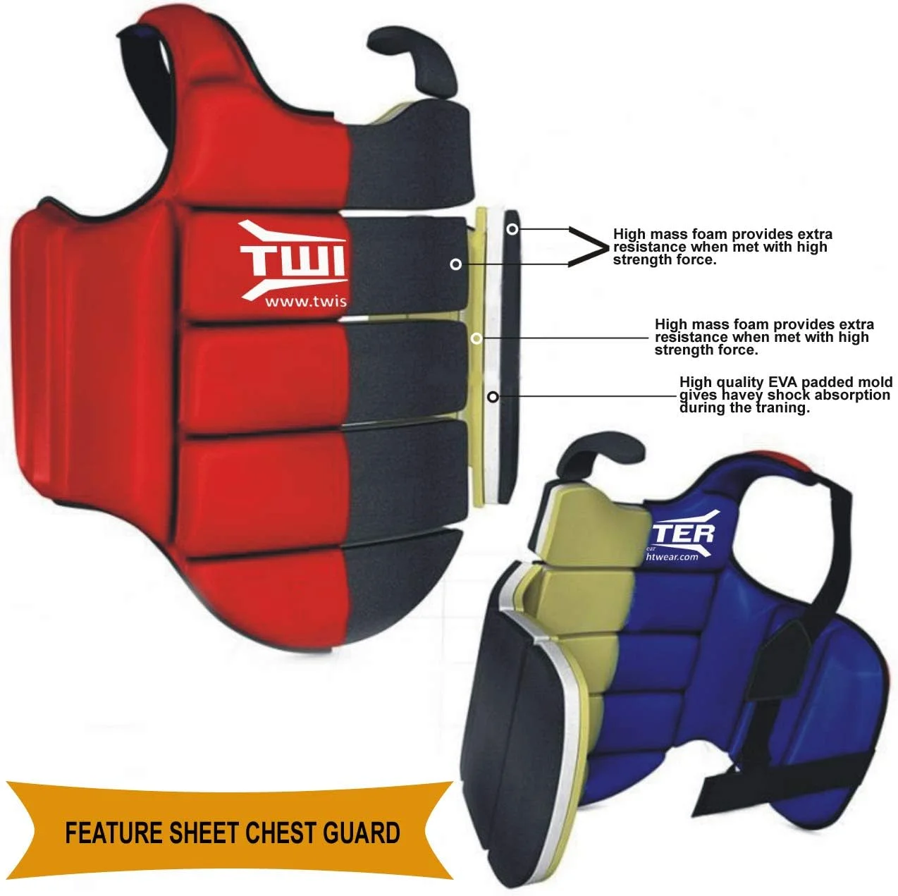 محافظ سینه دو طرفه توییستر کاراته، تکواندو، مناسب برای کاراته، تکواندو، بوکس، موای تای (قرمز/آبی) محافظ سینه دو طرفه توییستر کاراته، تکواندو، مناسب برای کاراته، تکواندو، بوکس، موای تای (قرمز/آبی)