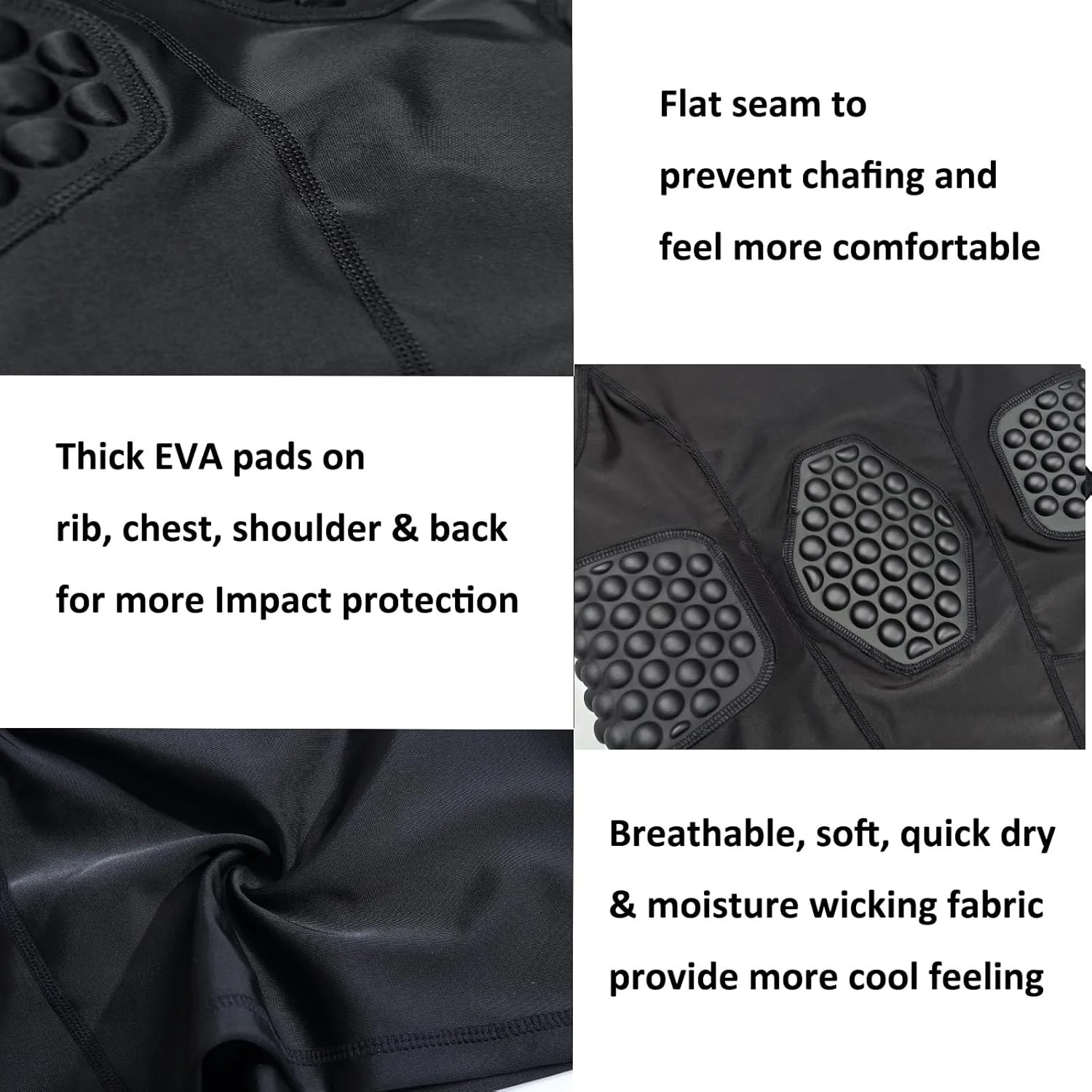 تی شرت پد دار فوتبال Topeter مردانه، محافظ دنده فشاری با پدهای دنده/سینه/شانه/پشت تی شرت پد دار فوتبال Topeter مردانه، محافظ دنده فشاری با پدهای دنده/سینه/شانه/پشت