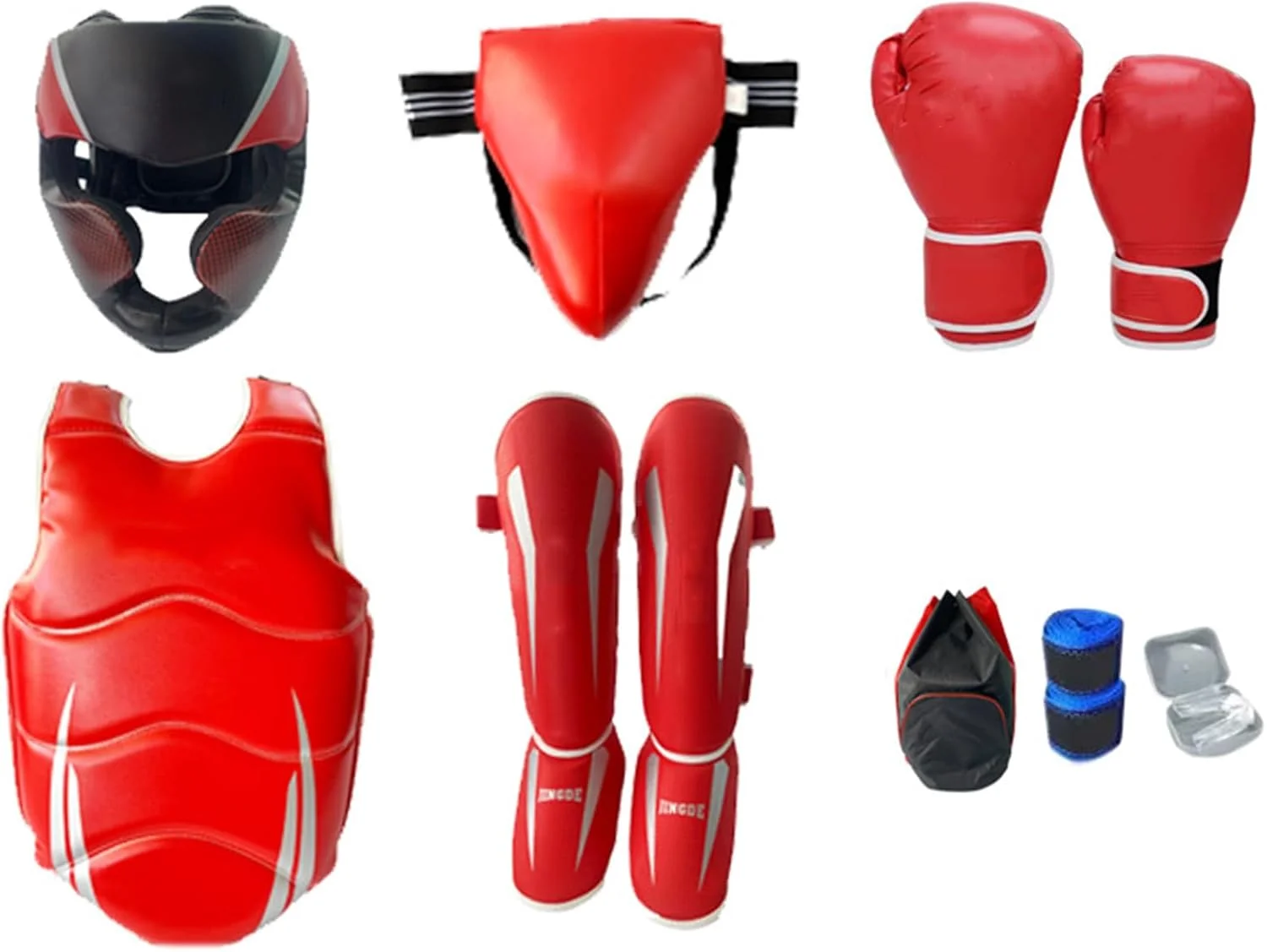 ست لوازم تکواندو و بوکس، لوازم تمرین کاراته برای نوجوانان و بزرگسالان، محافظ ساق پا/سینه/کلاه/محافظ دهان، ست لوازم محافظ هنرهای رزمی ست لوازم تکواندو و بوکس، لوازم تمرین کاراته برای نوجوانان و بزرگسالان، محافظ ساق پا/سینه/کلاه/محافظ دهان، ست لوازم محافظ هنرهای رزمی