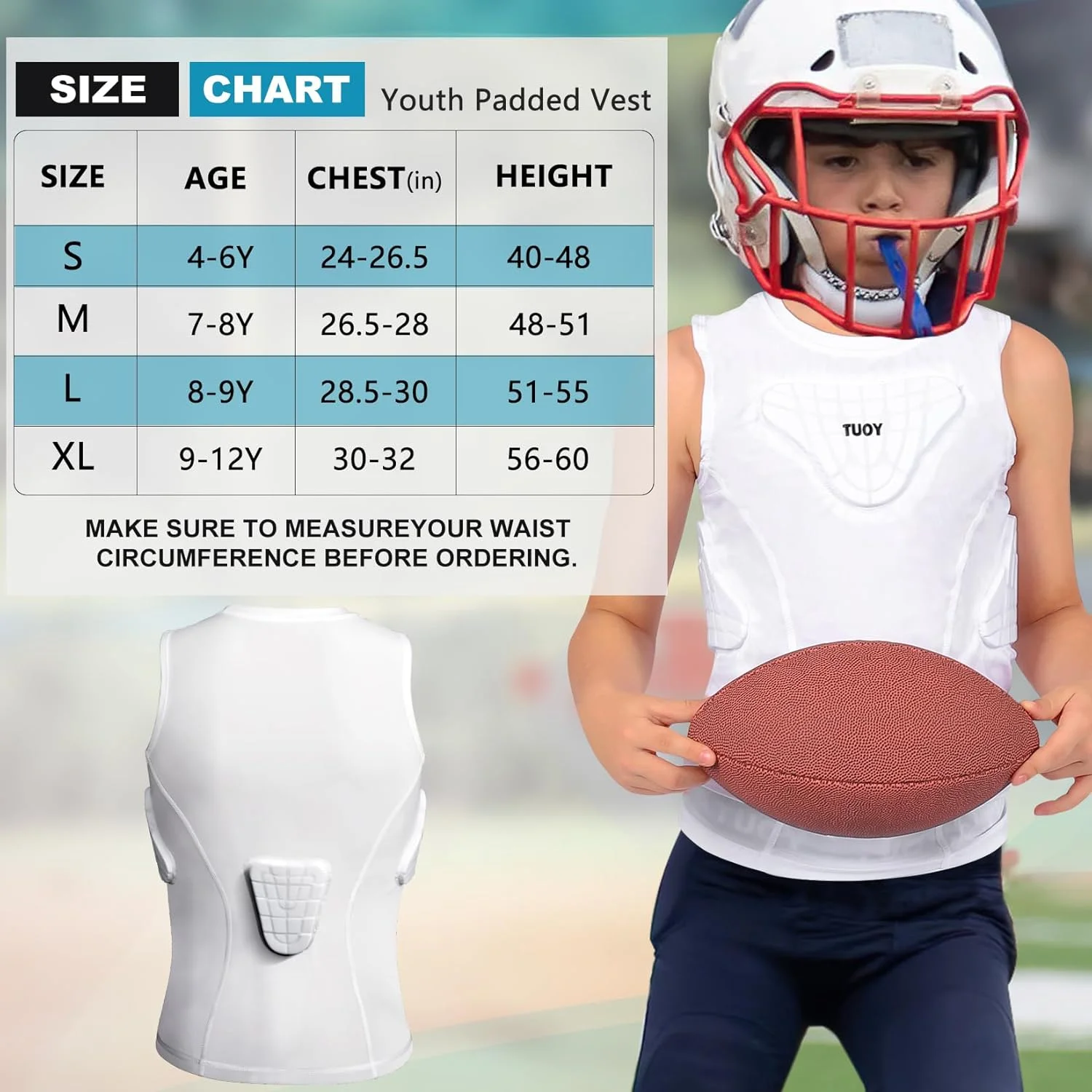 تی شرت فشاری پد دار TUOY محافظ سینه و دنده مناسب فوتبال