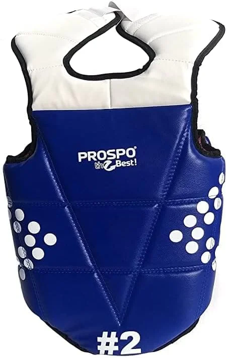 محافظ سینه تکواندو PROSPO، محافظ سینه دو طرفه/محافظ بدن با پد محکم برای کونگ فو/MMA/کیک بوکسینگ/جوجیتسو/جودو/ووشو (چند رنگ)