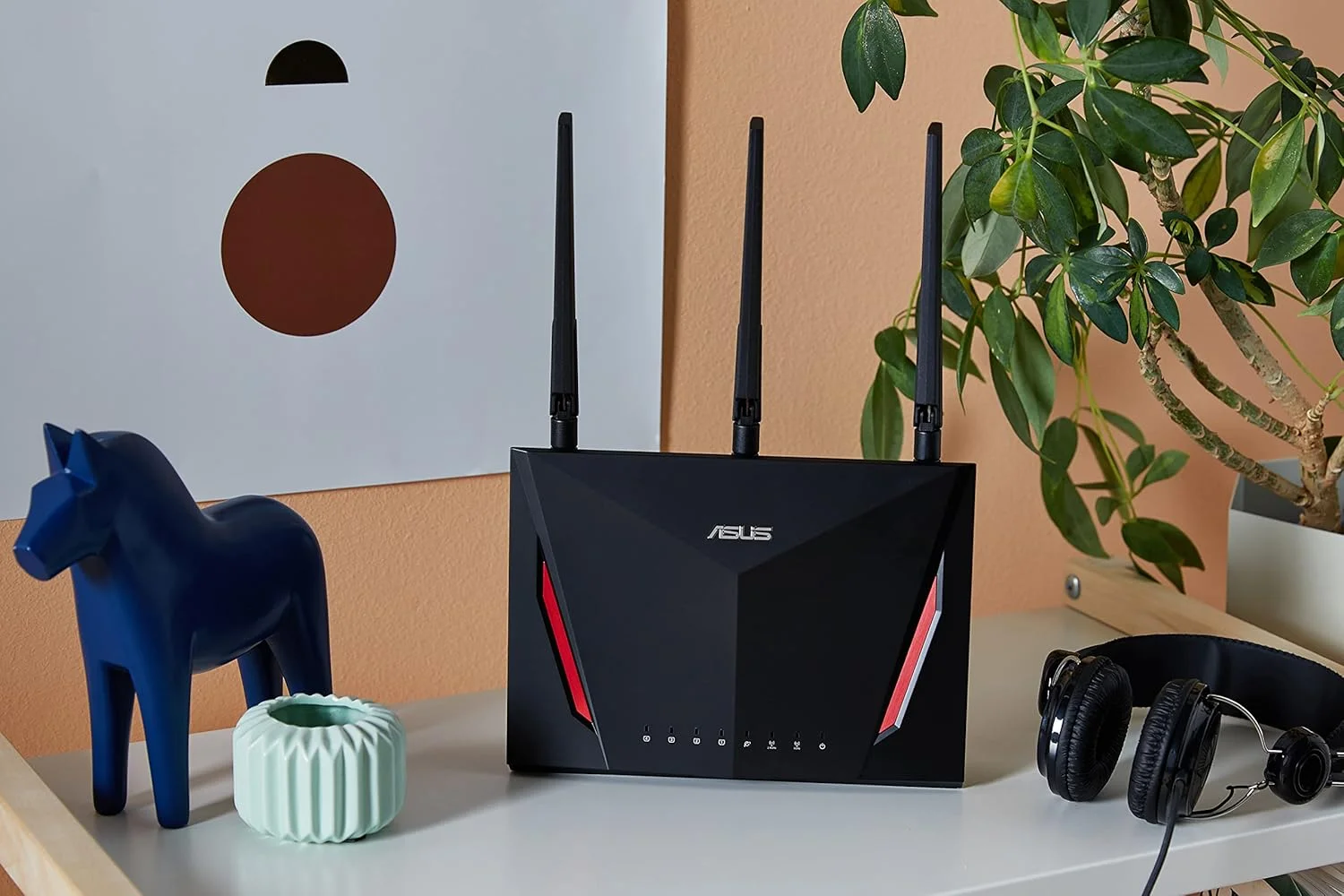 روتر گیمینگ وای فای گیگابیتی دو بانده ایسوس مدل RT-AC86U AC2900 با MU-MIMO، مشکی