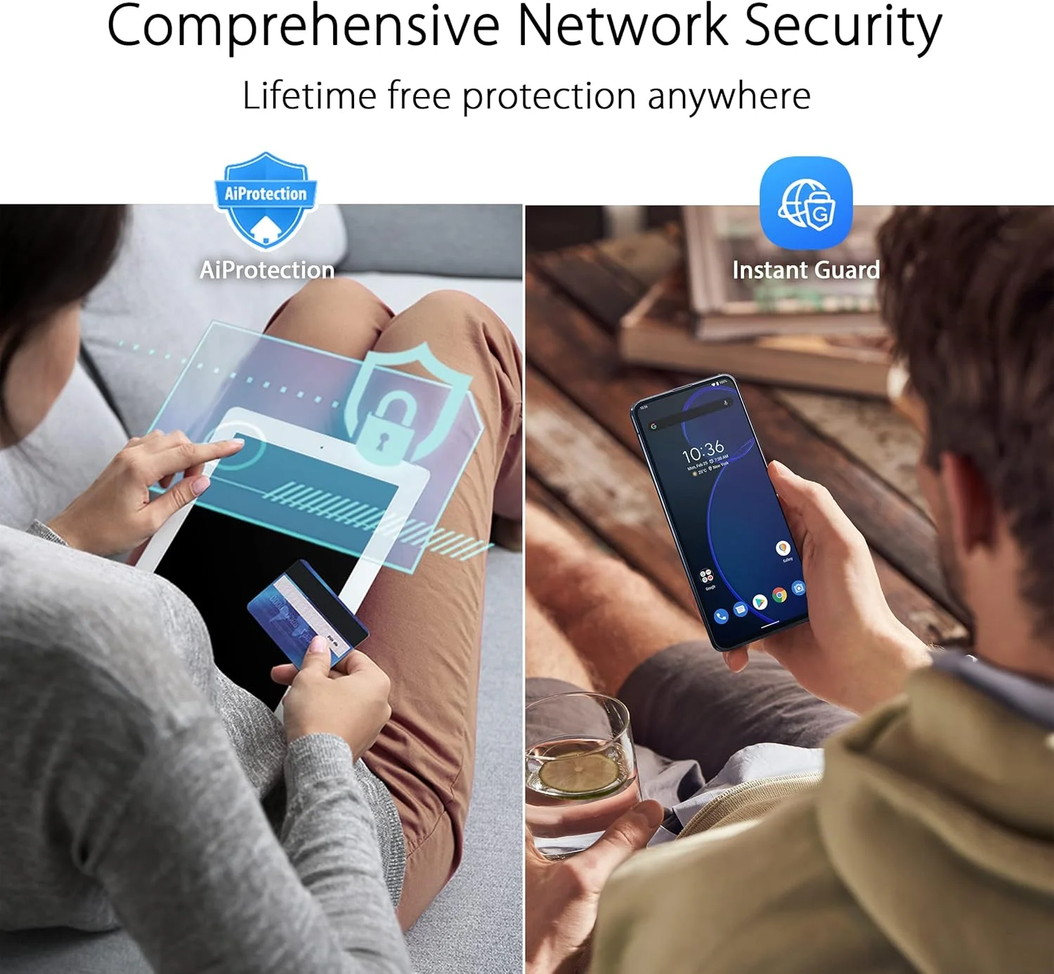 روتر گیمینگ مش تری‌باند گیگابیتی ایسوس مدل GT6 ROG Rapture با وای‌فای 6 802.11ax (تک عددی)، پورت‌های اترنت LAN (RJ45) با سرعت 10/100/1000 مگابیت بر ثانیه، 3 آنتن داخلی، رنگ سفید